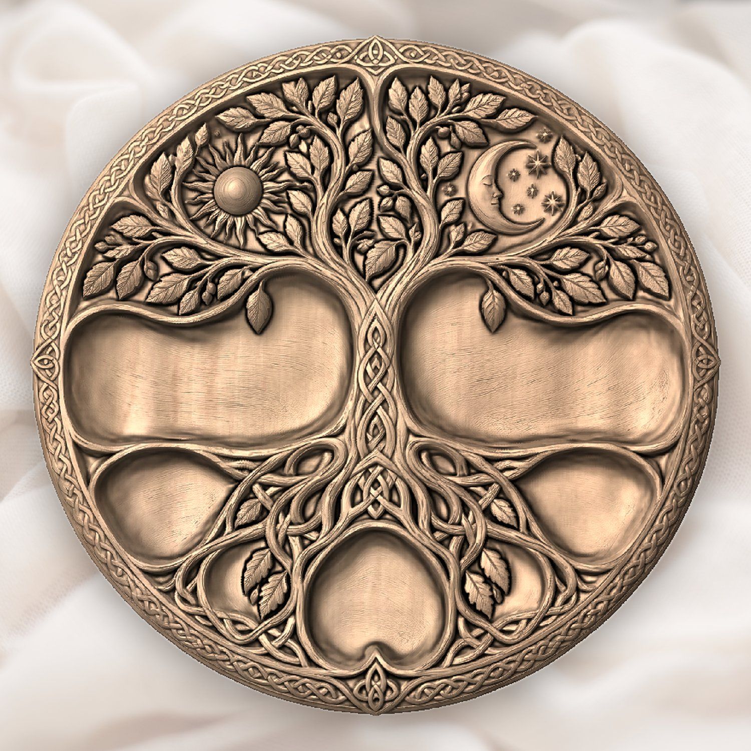 Tree of Life Sun Moon Celtic Platter CNC Relief STL bas-relief STL — view 4