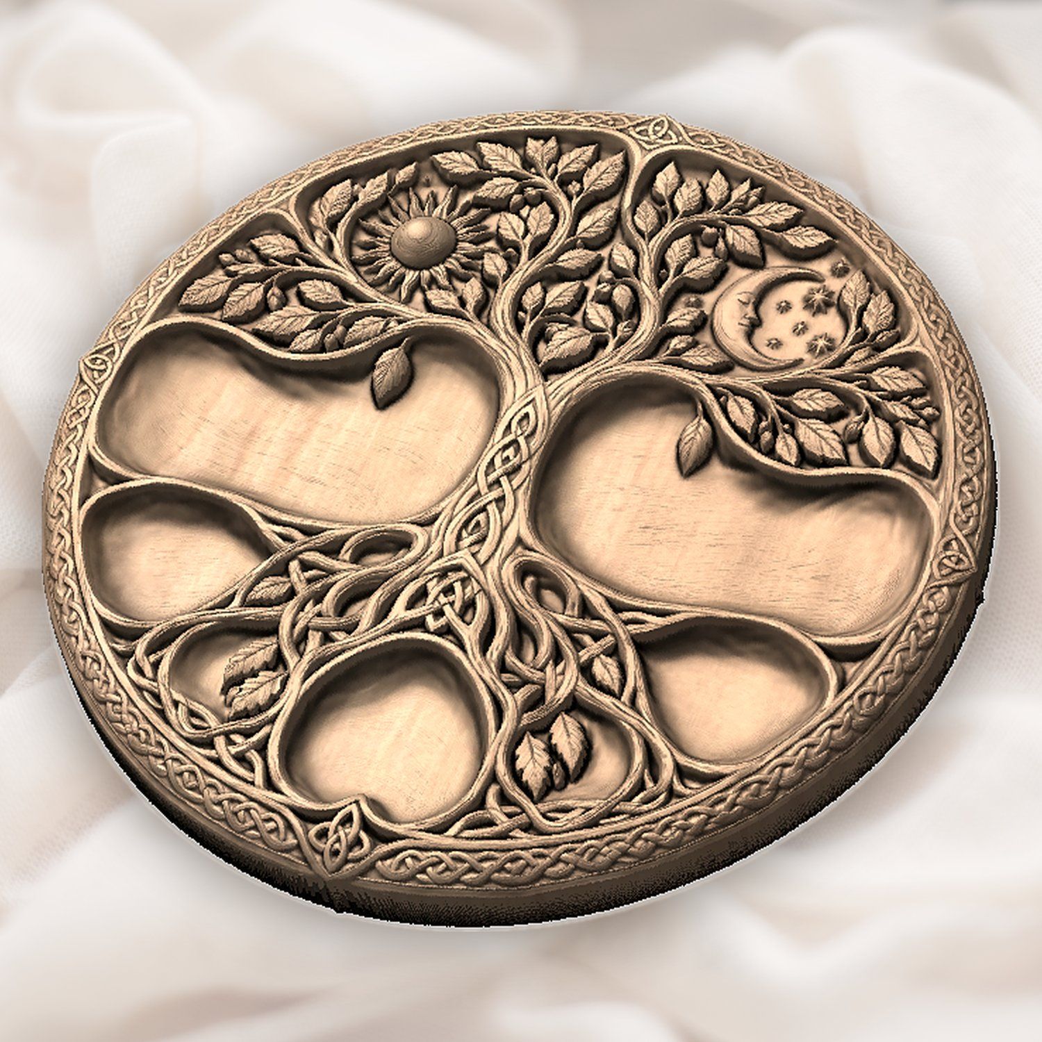 Tree of Life Sun Moon Celtic Platter CNC Relief STL bas-relief STL — view 5