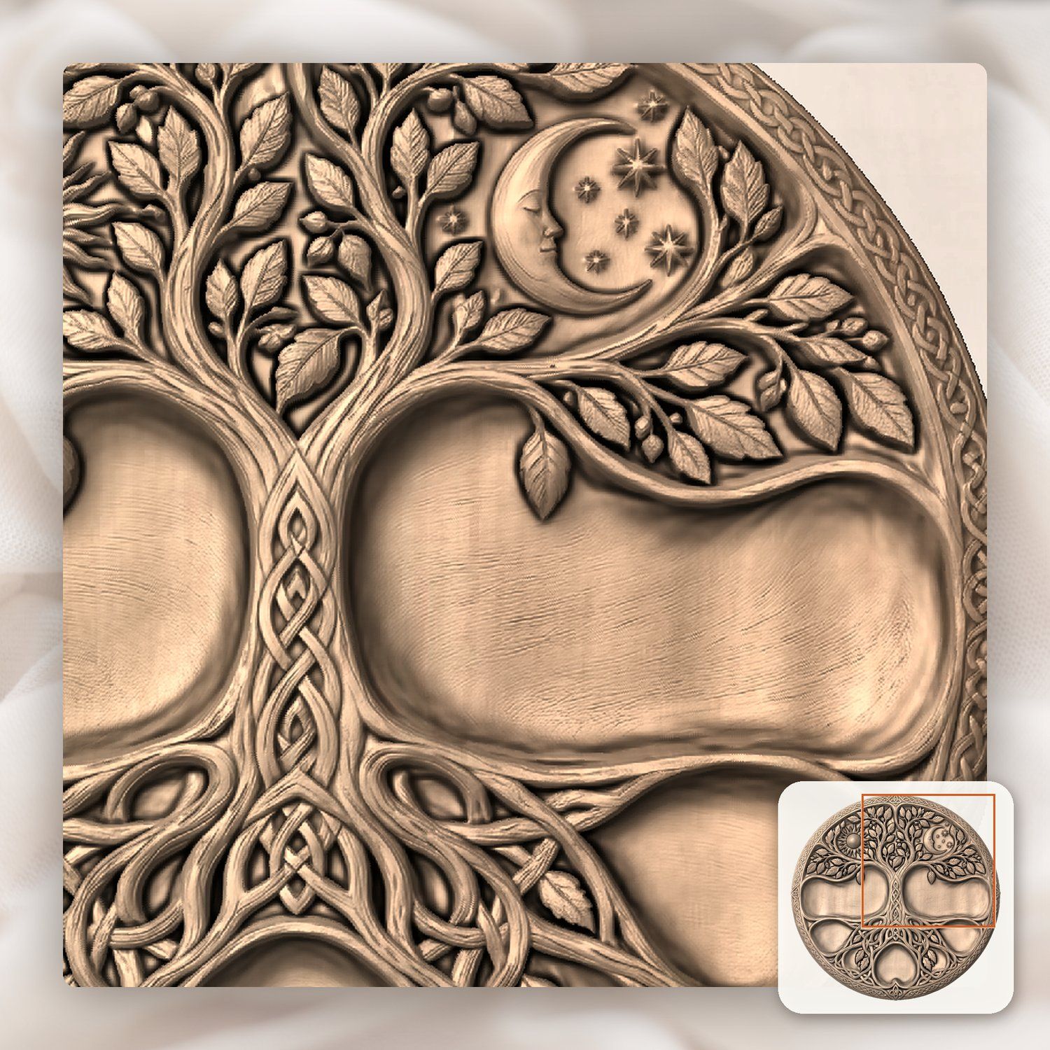 Tree of Life Sun Moon Celtic Platter CNC Relief STL bas-relief STL — view 8