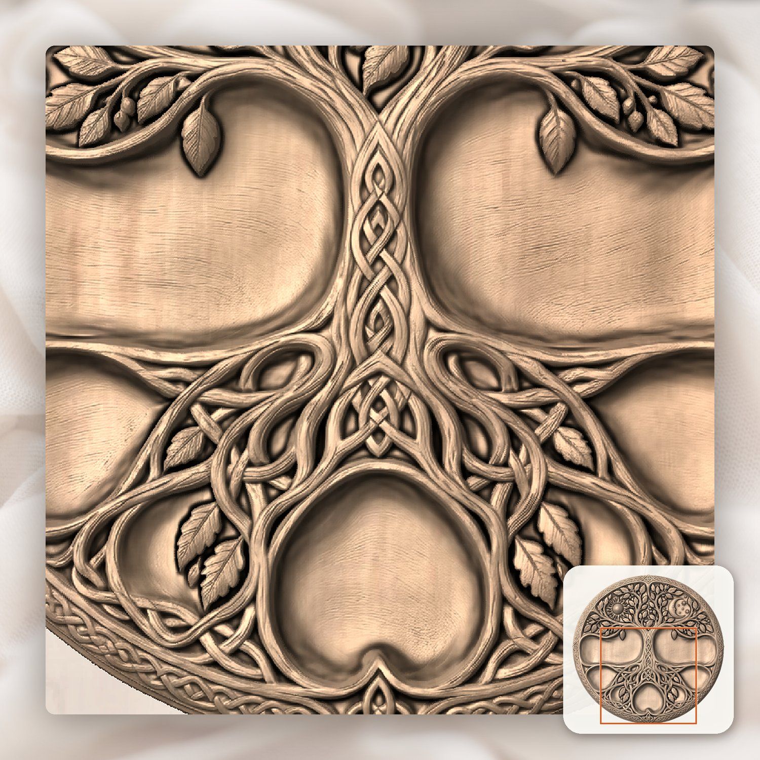 Tree of Life Sun Moon Celtic Platter CNC Relief STL bas-relief STL — view 9