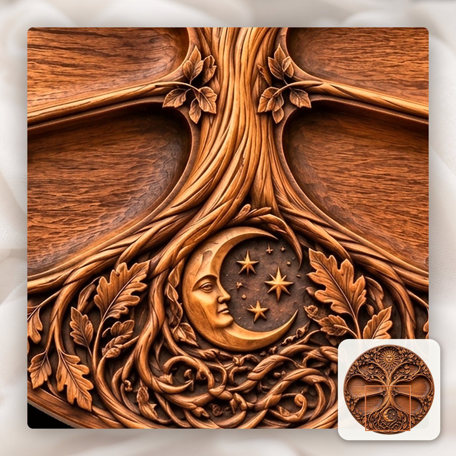 Tree of Life Sun Moon CNC Relief STL bas-relief STL — view 13