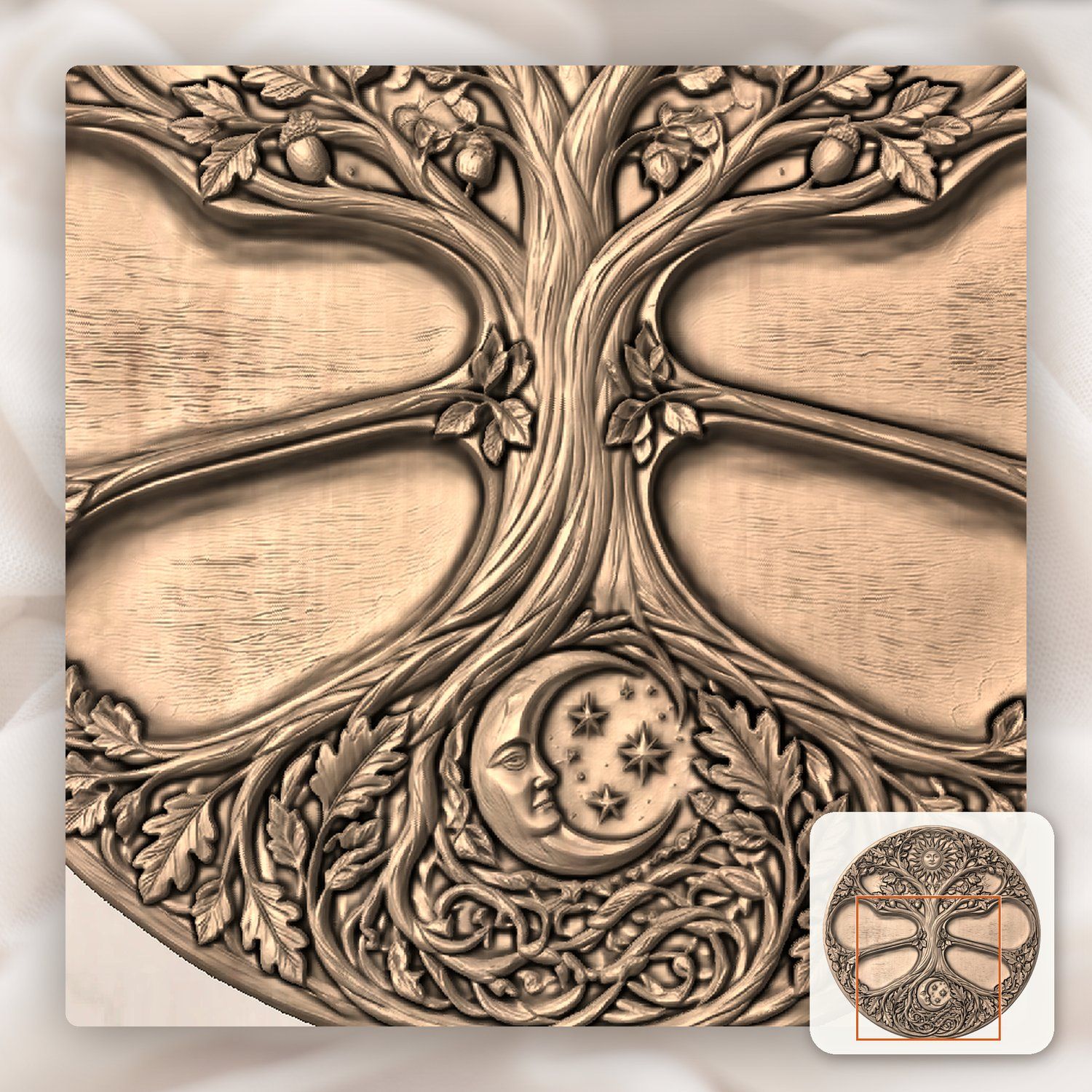 Tree of Life Sun Moon CNC Relief STL bas-relief STL — view 9