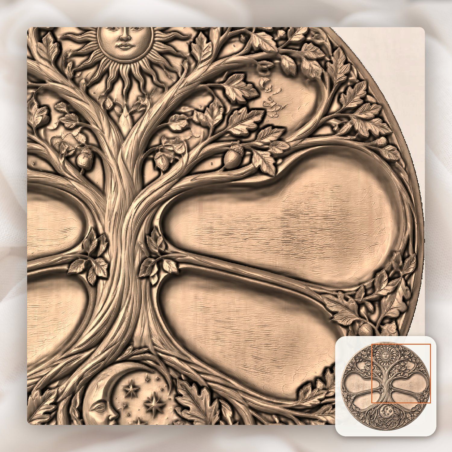 Tree of Life Sun Moon CNC Relief STL bas-relief STL — view 10