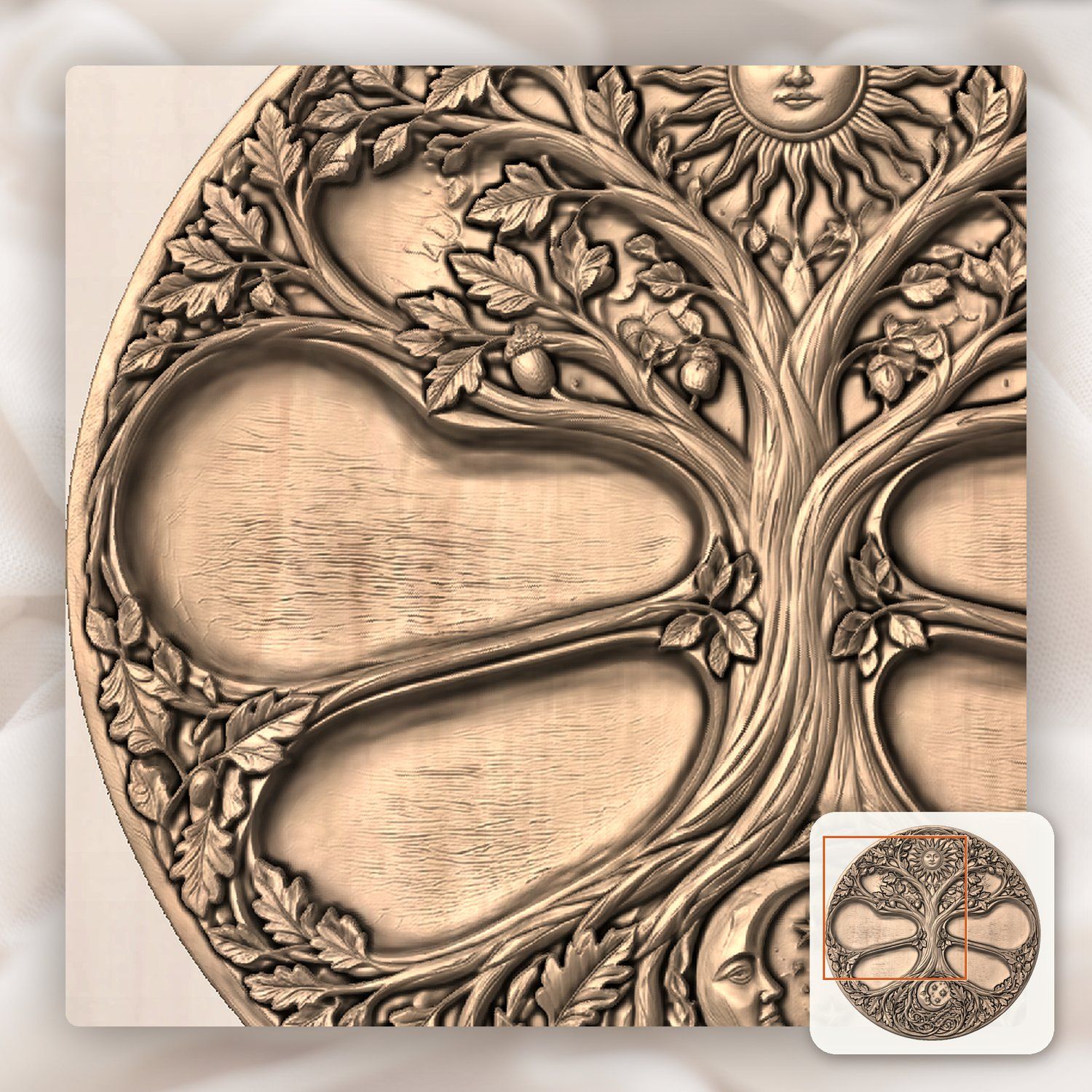 Tree of Life Sun Moon CNC Relief STL bas-relief STL — view 11