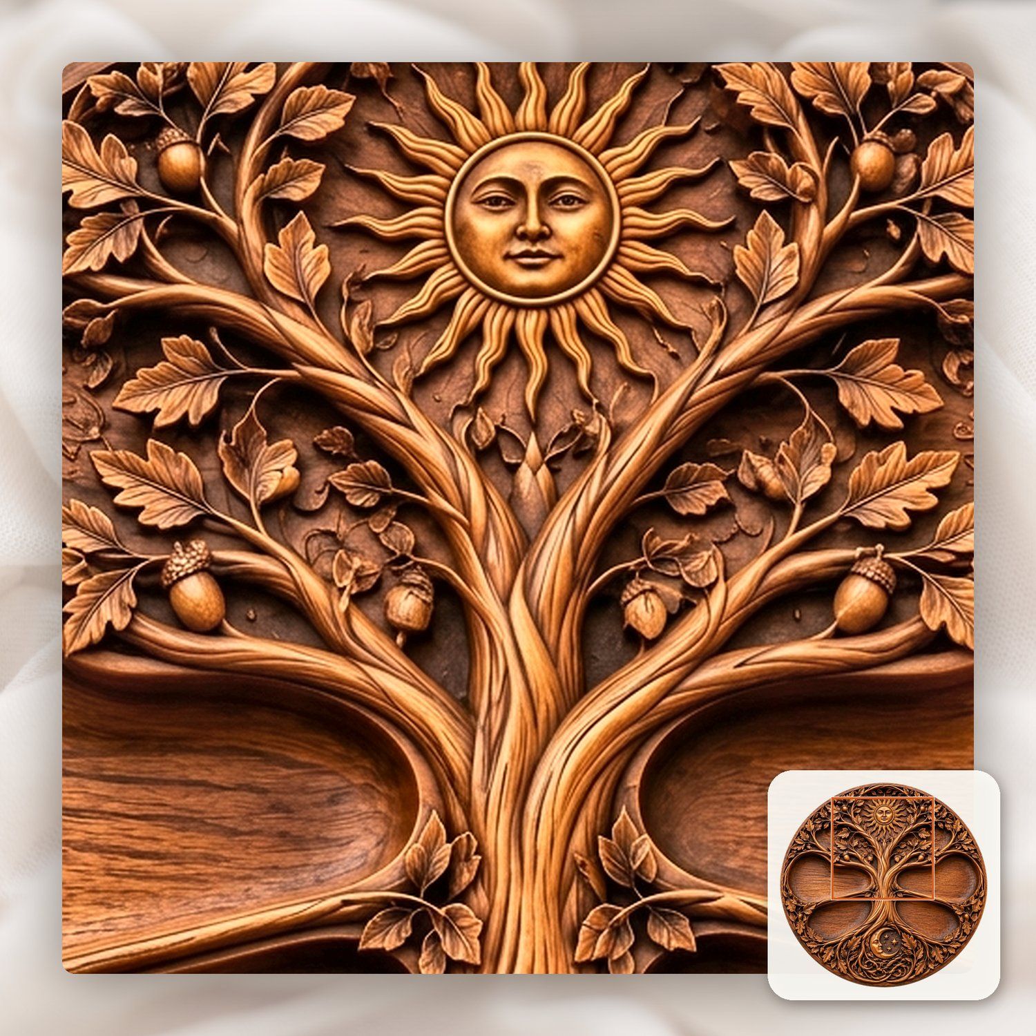 Tree of Life Sun Moon CNC Relief STL bas-relief STL — view 12