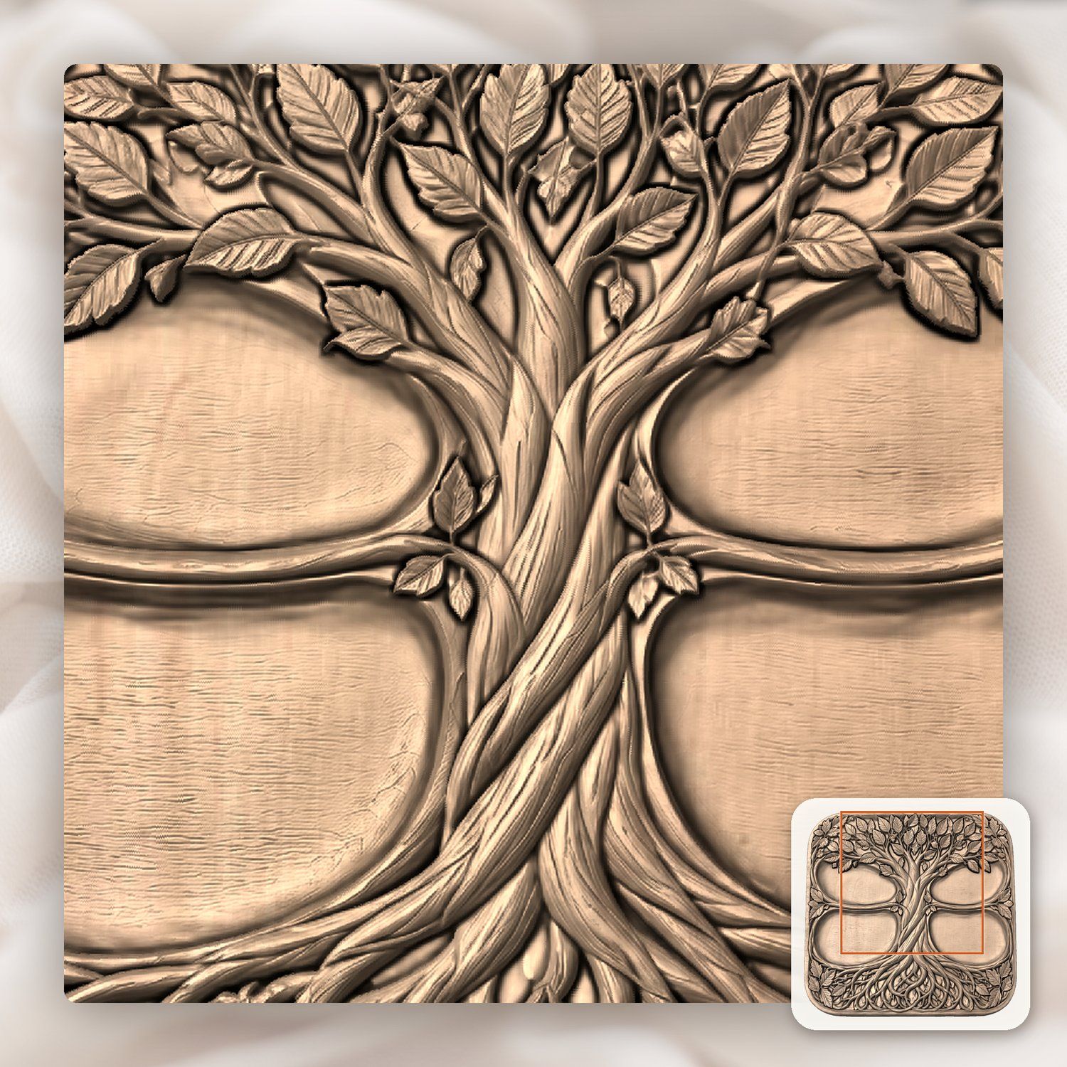 Tree of Life Valet Tray CNC Relief STL bas-relief STL — view 7