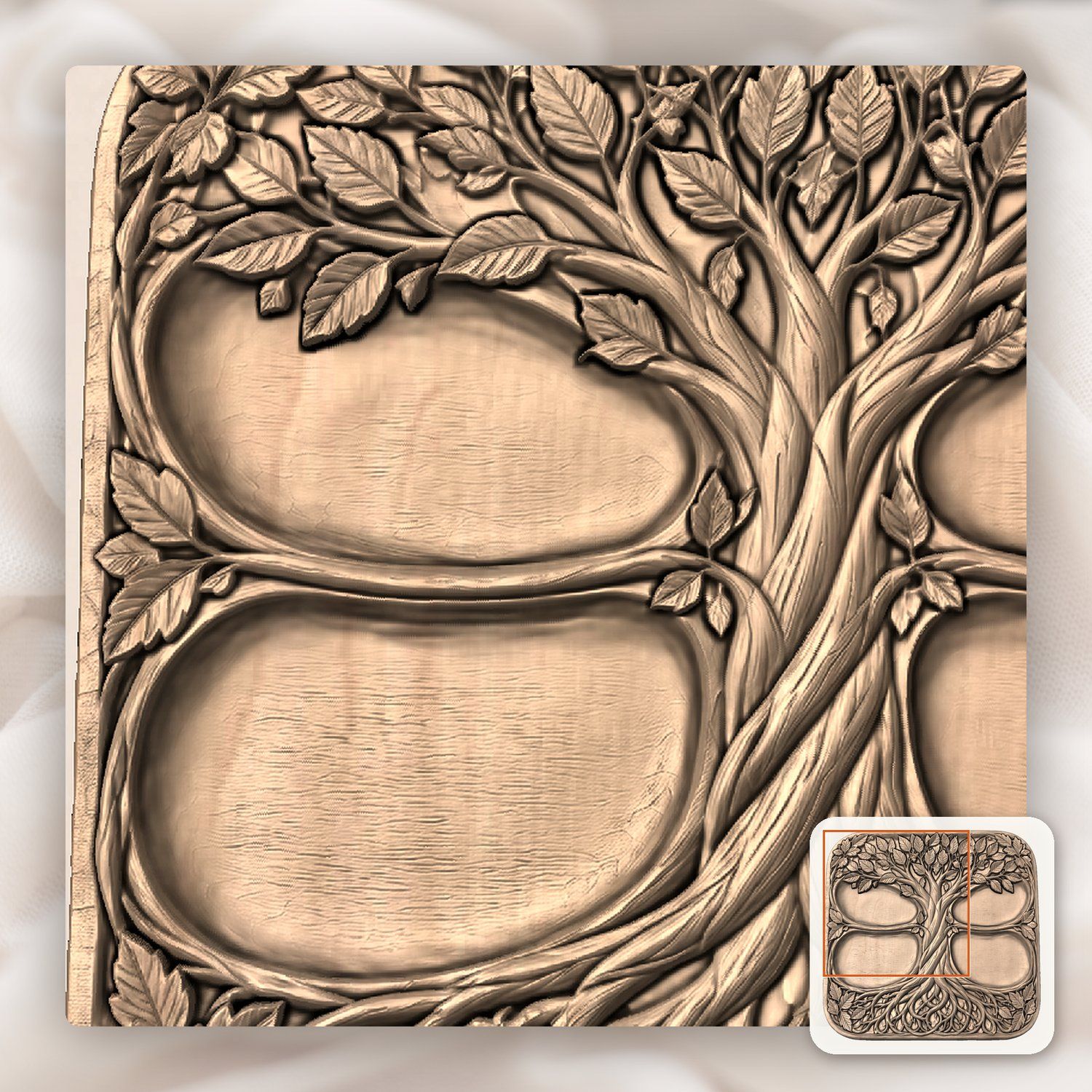 Tree of Life Valet Tray CNC Relief STL bas-relief STL — view 10