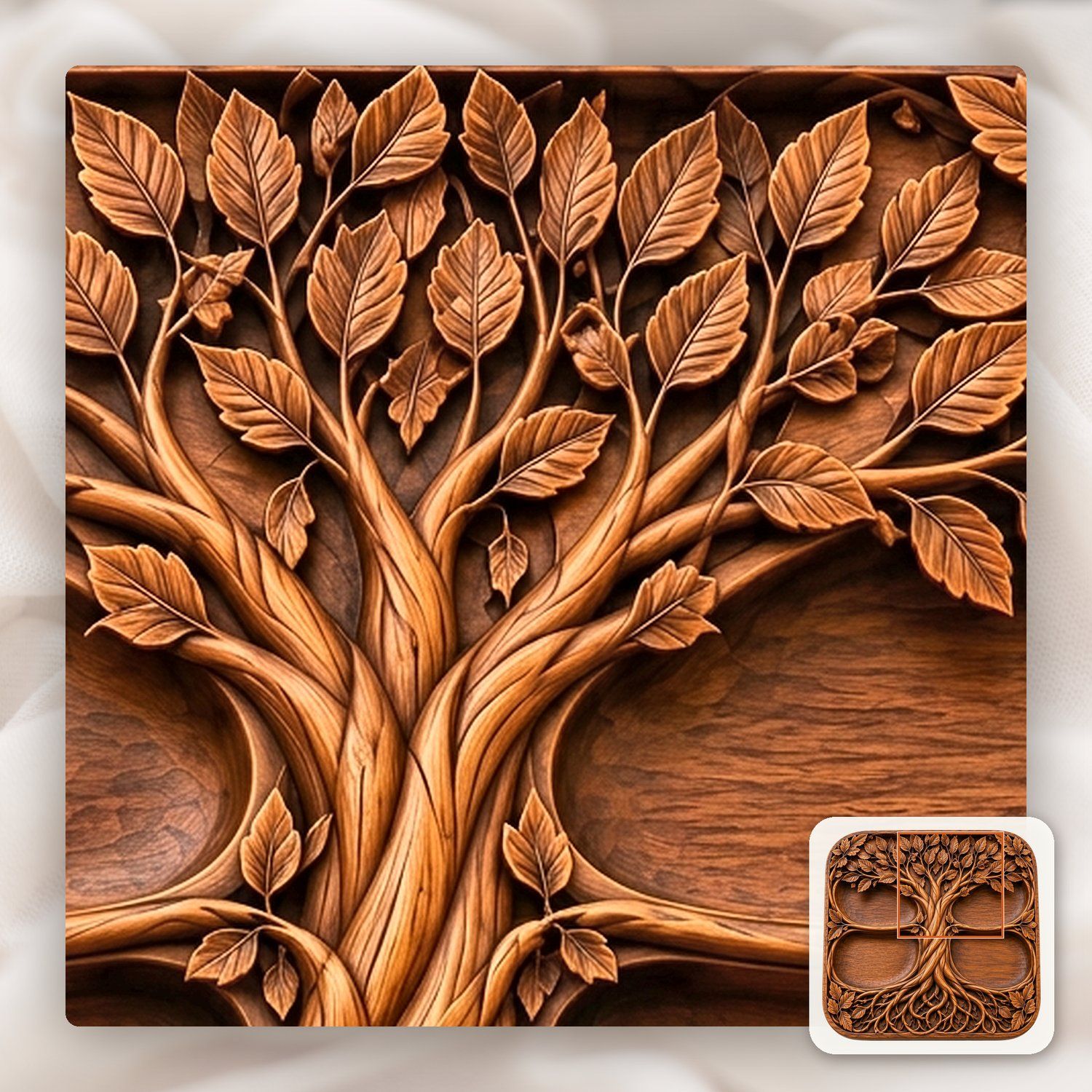 Tree of Life Valet Tray CNC Relief STL bas-relief STL — view 11