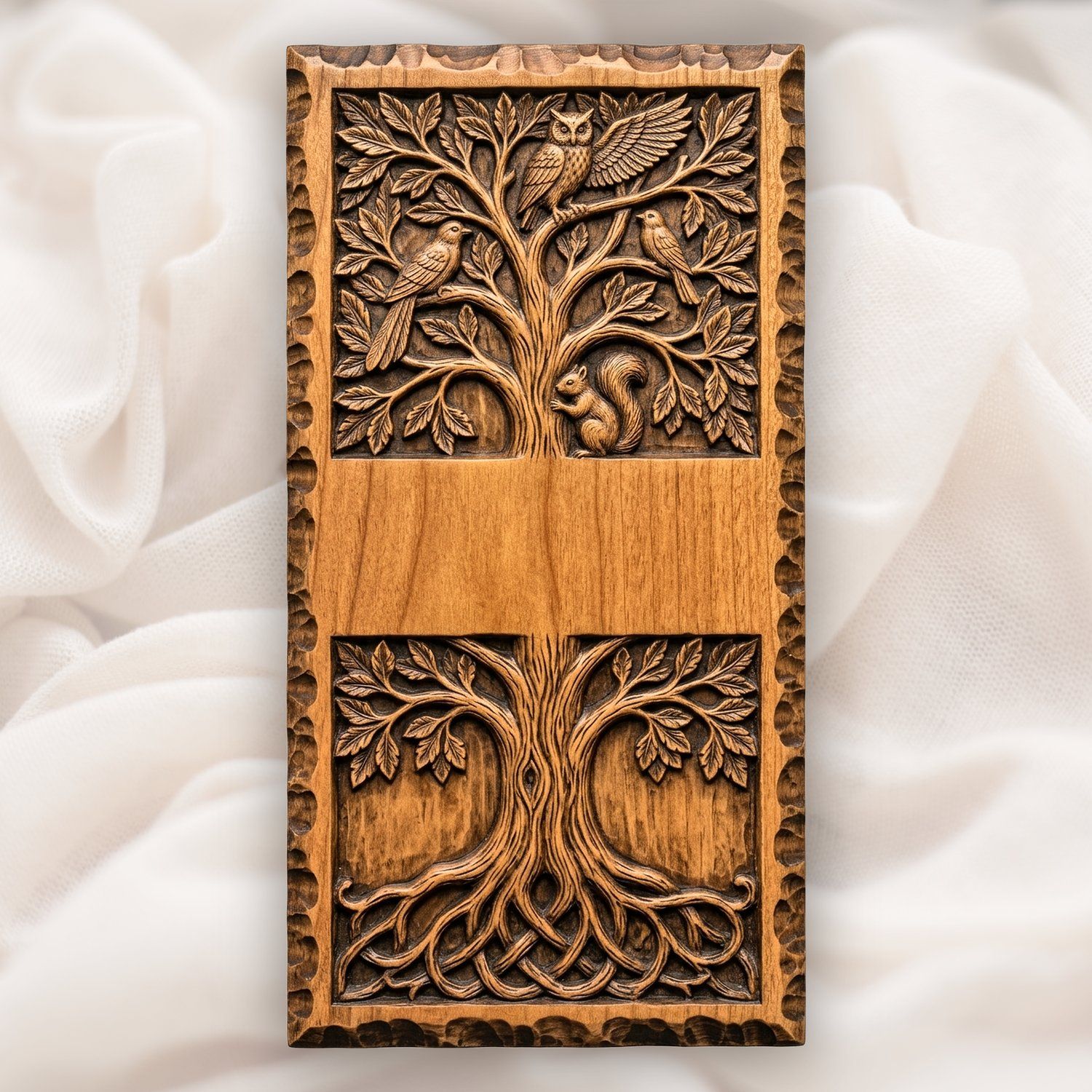 Doorbell plate Tree of Life Wildlife Forest Scene CNC Relief STL bas-relief STL — view 2