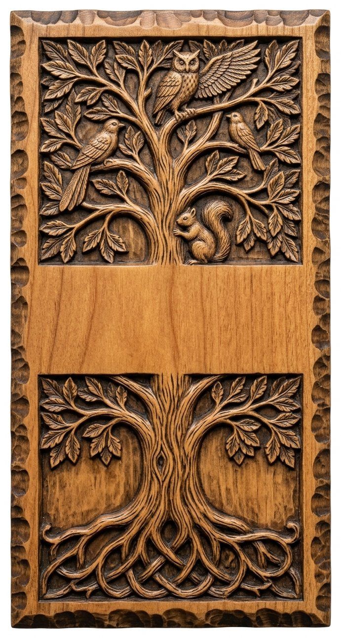 Doorbell plate Tree of Life Wildlife Forest Scene CNC Relief STL bas-relief STL — view 14