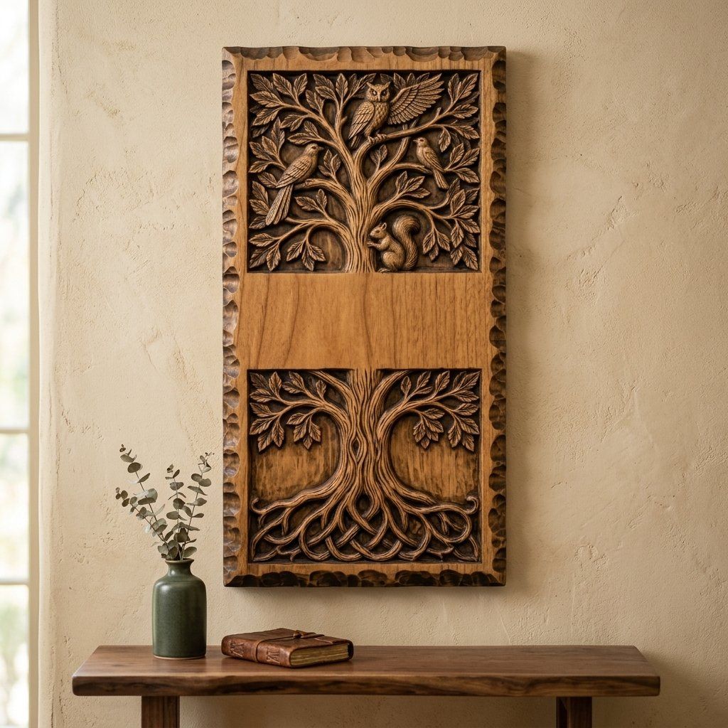Doorbell plate Tree of Life Wildlife Forest Scene CNC Relief STL bas-relief STL — view 15