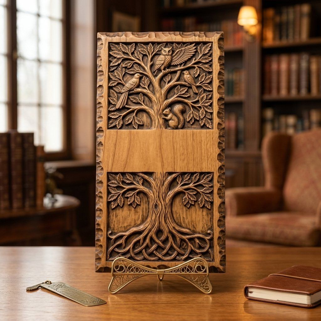 Doorbell plate Tree of Life Wildlife Forest Scene CNC Relief STL bas-relief STL — view 5