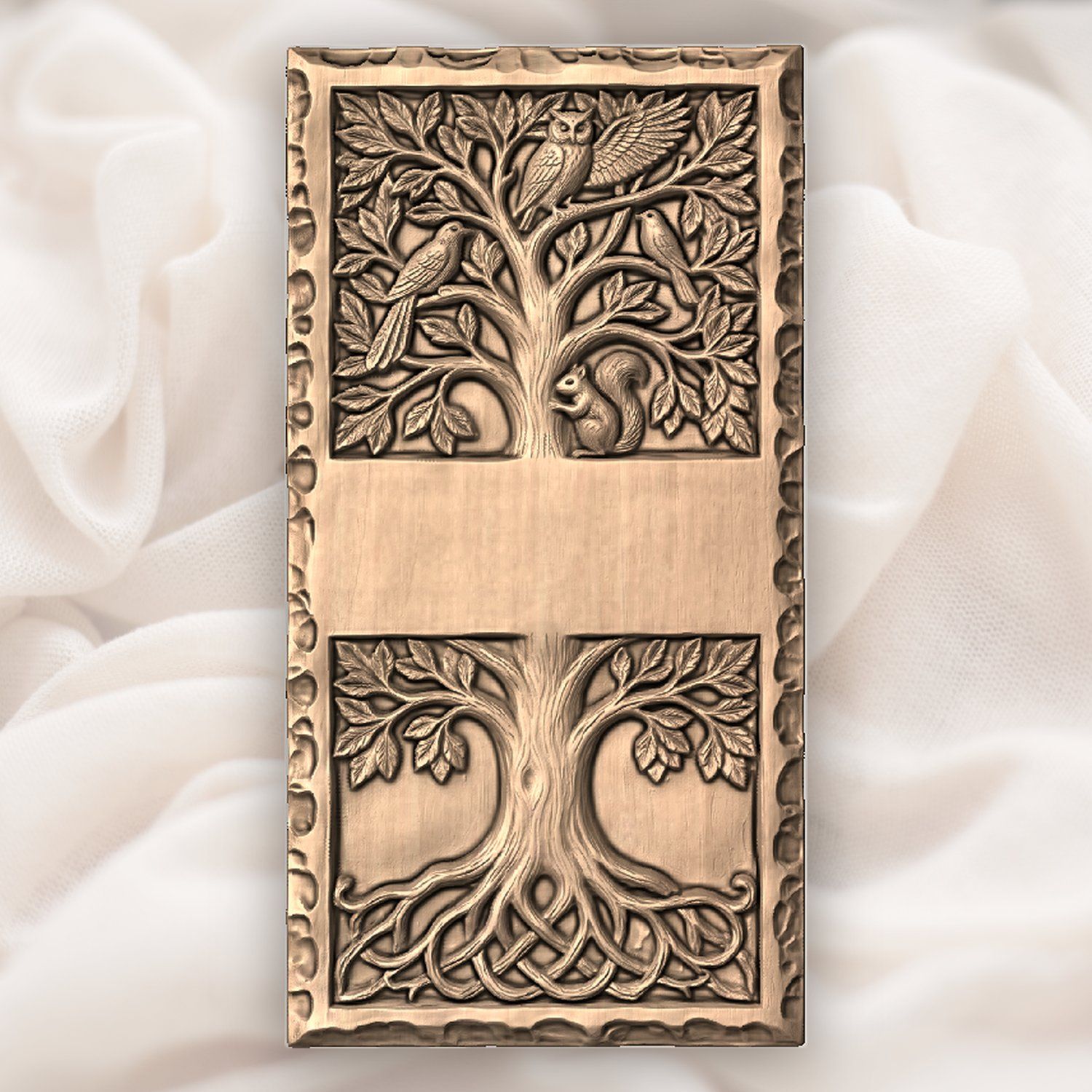 Doorbell plate Tree of Life Wildlife Forest Scene CNC Relief STL bas-relief STL — view 6