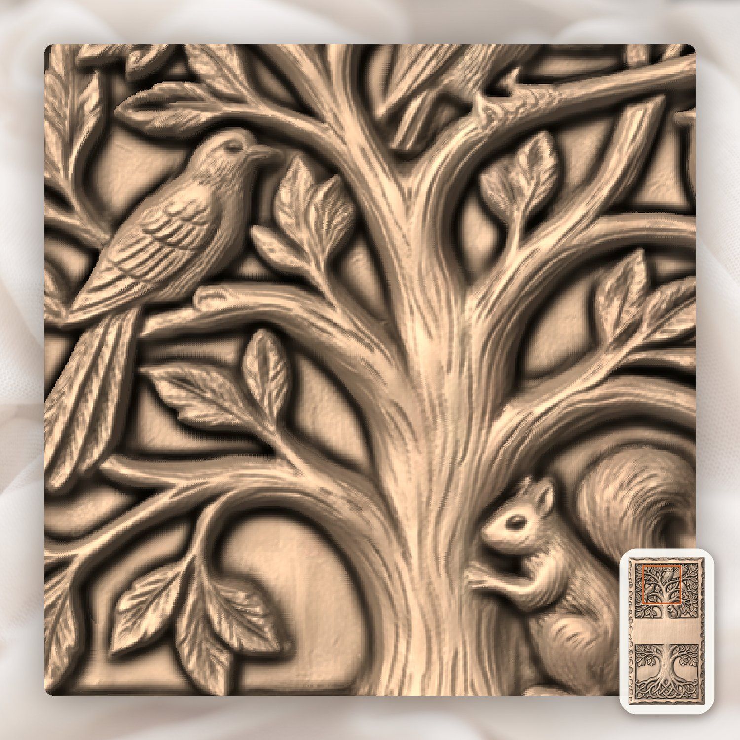 Doorbell plate Tree of Life Wildlife Forest Scene CNC Relief STL bas-relief STL — view 8