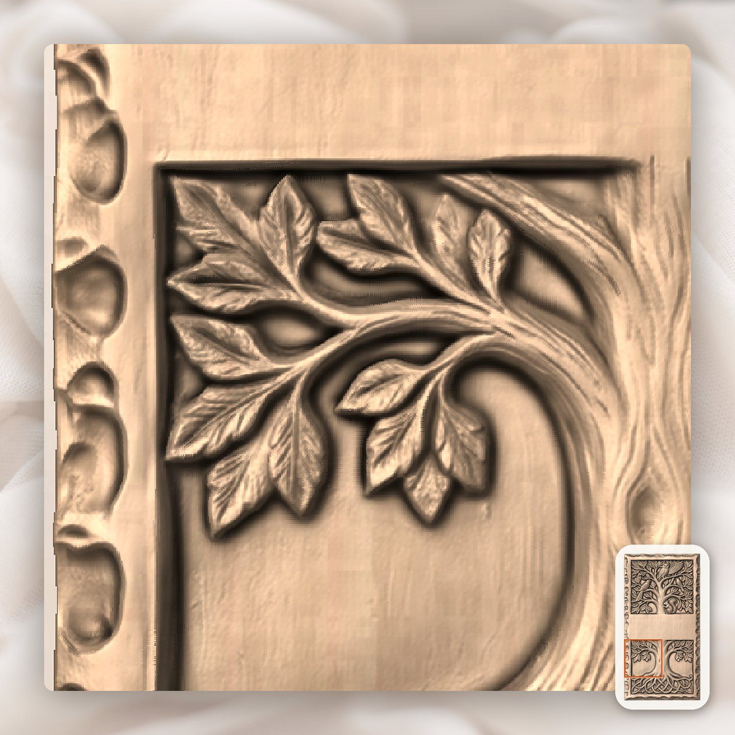 Doorbell plate Tree of Life Wildlife Forest Scene CNC Relief STL bas-relief STL — view 9