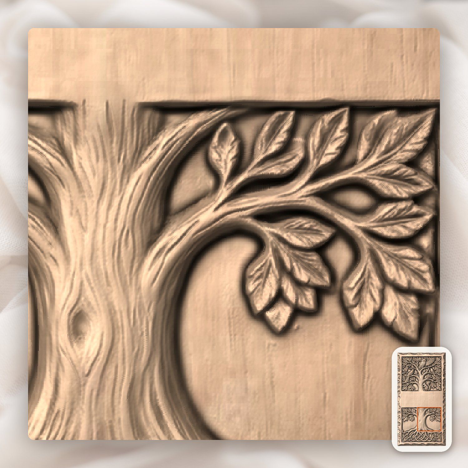 Doorbell plate Tree of Life Wildlife Forest Scene CNC Relief STL bas-relief STL — view 10