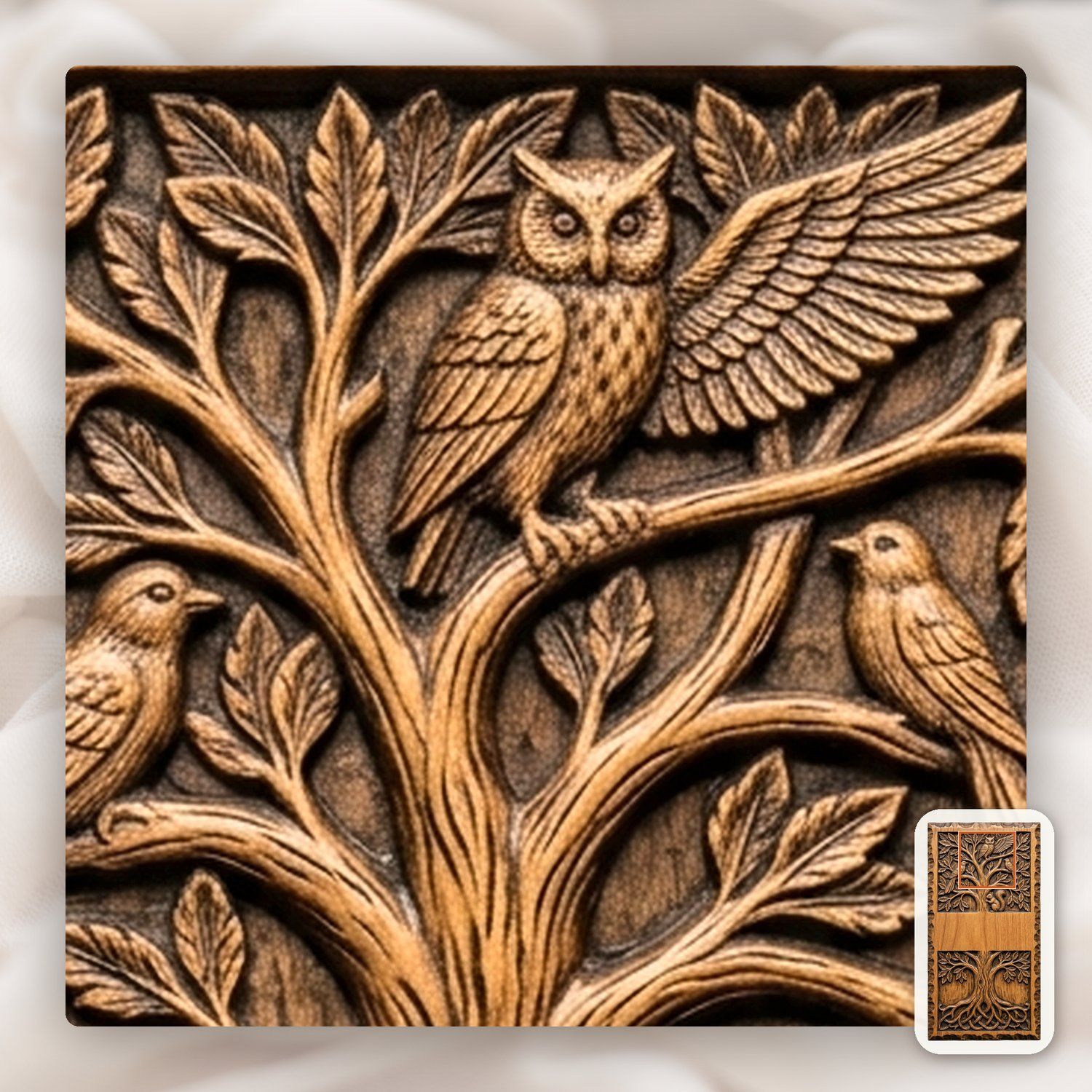 Doorbell plate Tree of Life Wildlife Forest Scene CNC Relief STL bas-relief STL — view 12