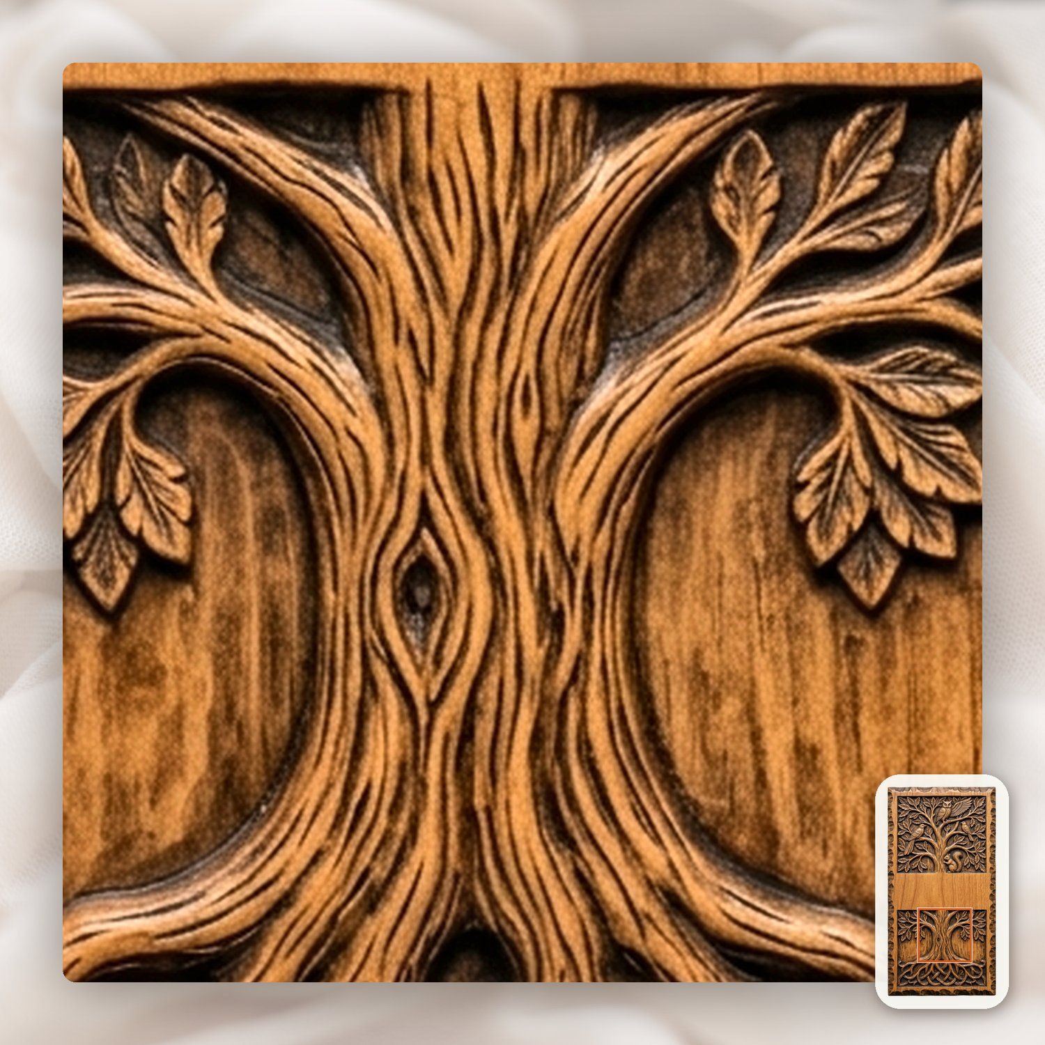 Doorbell plate Tree of Life Wildlife Forest Scene CNC Relief STL bas-relief STL — view 13