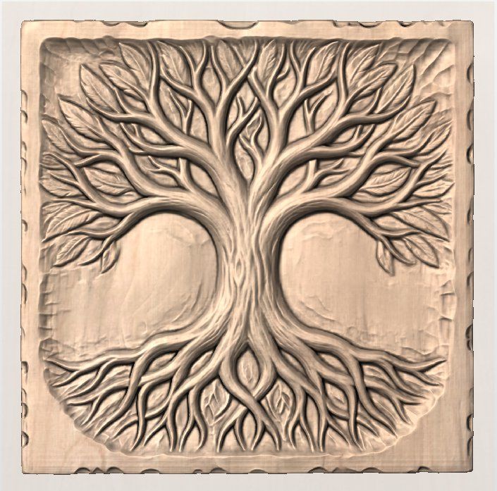 Tree of Life Wood Carving Wall Art bas-relief STL — view 10