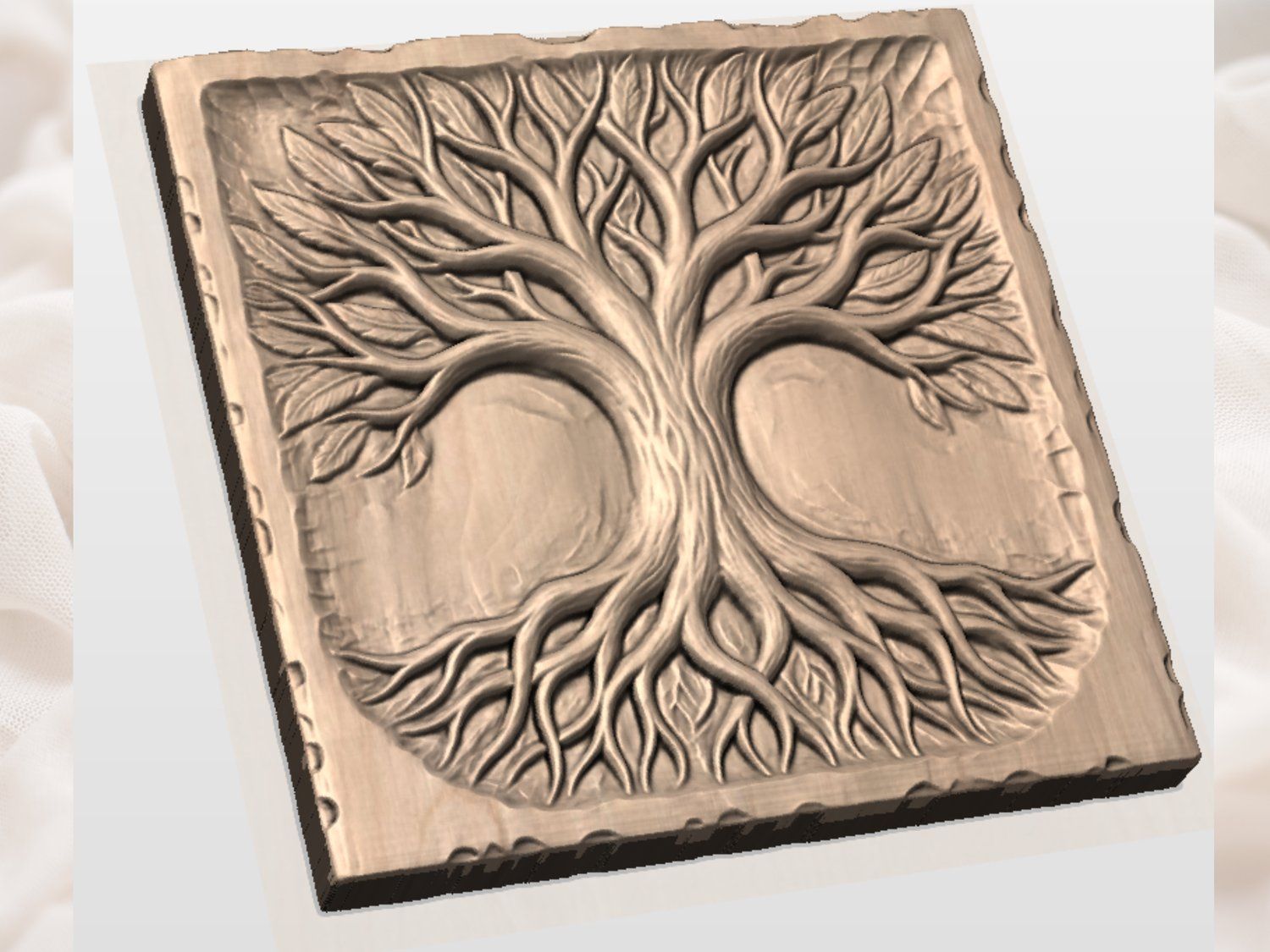 Tree of Life Wood Carving Wall Art bas-relief STL — view 4