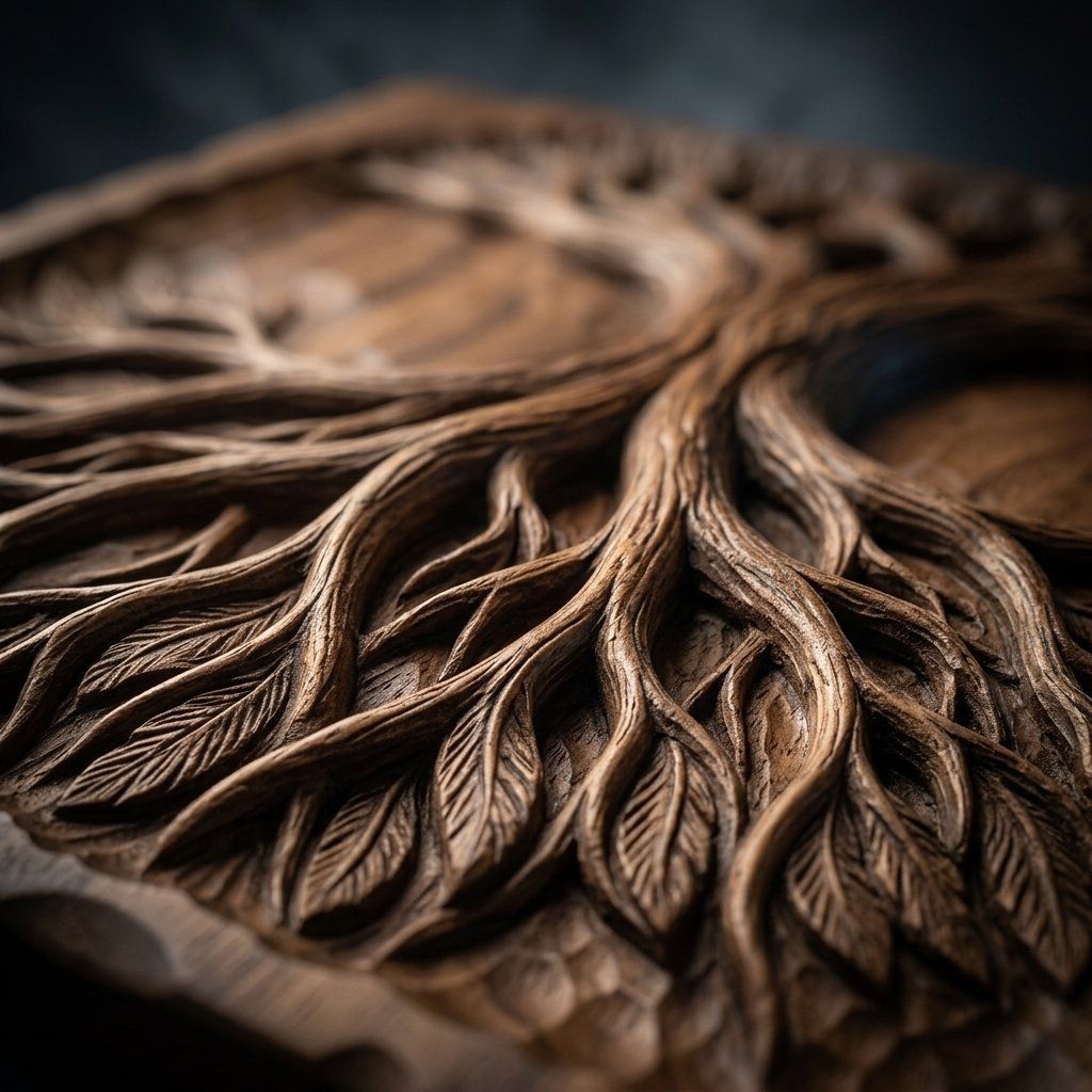 Tree of Life Wood Carving Wall Art bas-relief STL — view 5