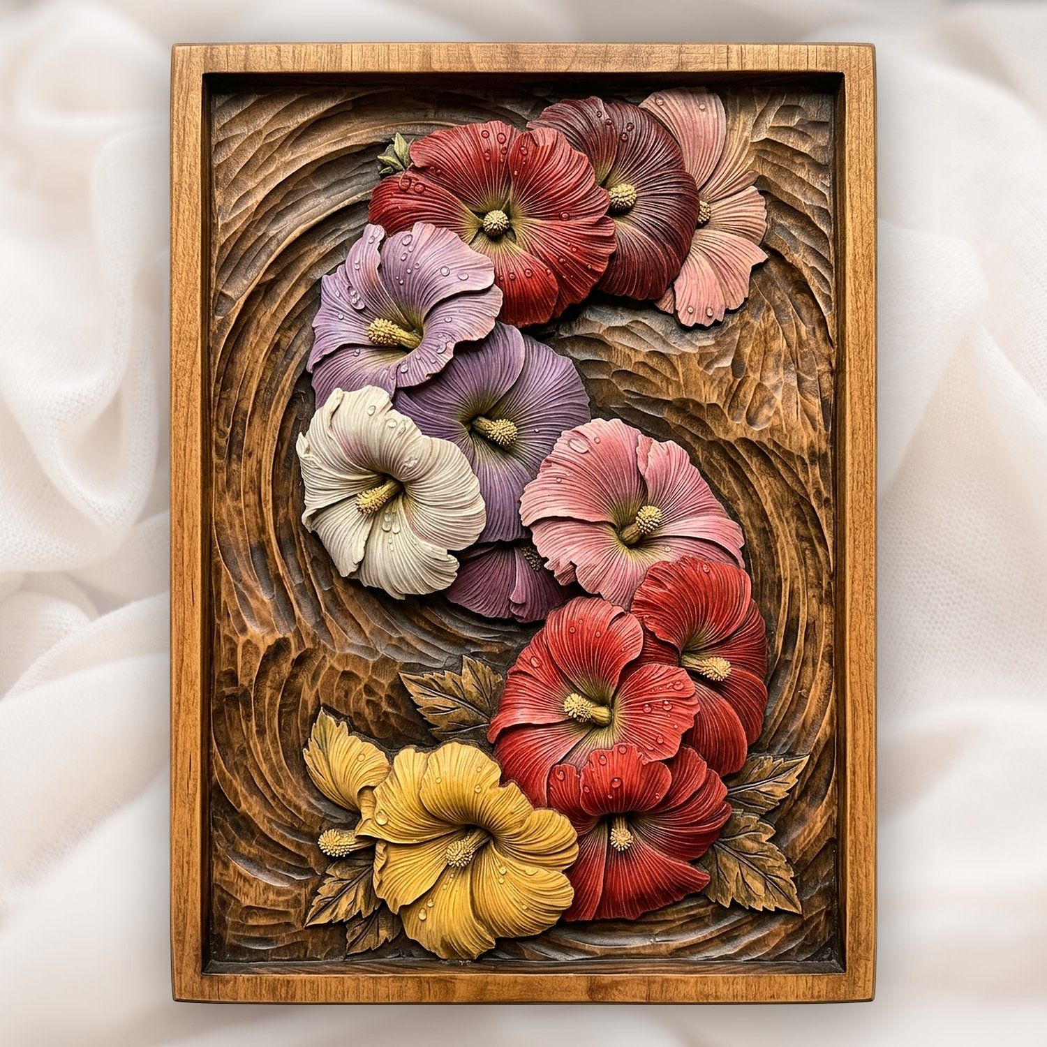Tropical Hibiscus Flower Floral Swirl CNC Relief STL bas-relief STL design