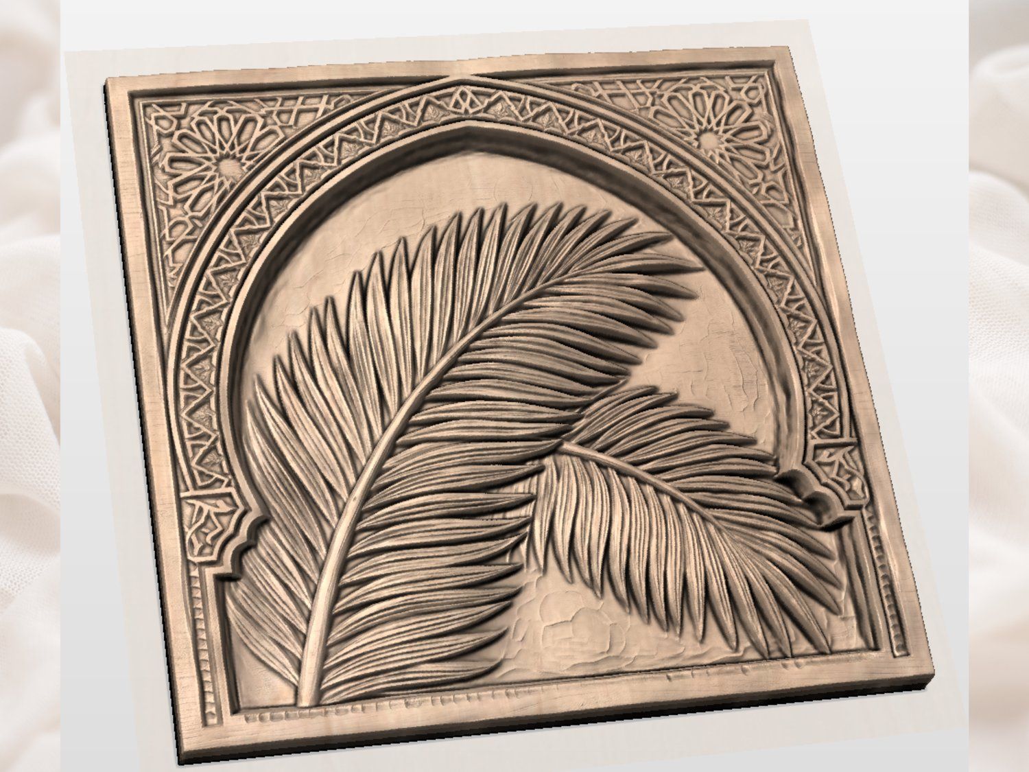 Tropical Palm Leaf Archway CNC Relief STL bas-relief STL — view 2