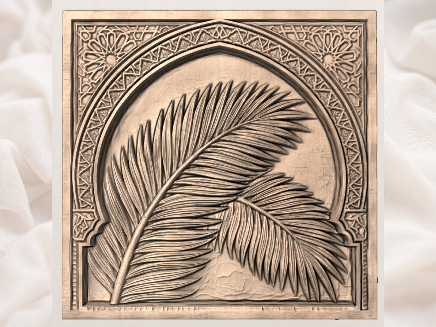 Tropical Palm Leaf Archway CNC Relief STL bas-relief STL — view 3