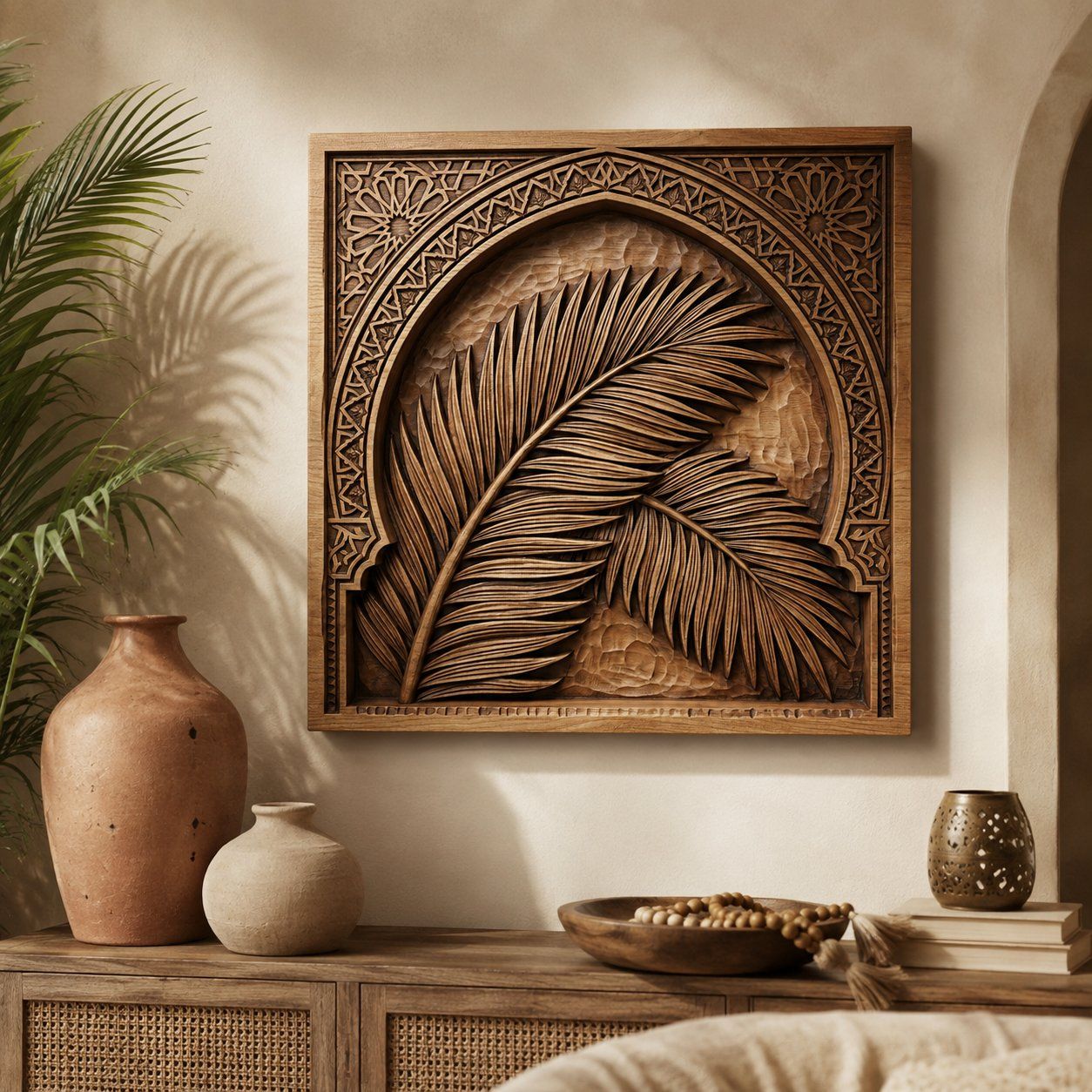 Tropical Palm Leaf Archway CNC Relief STL bas-relief STL — view 4