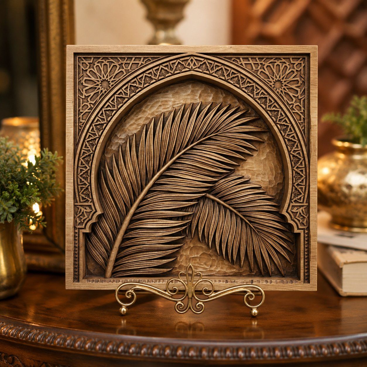 Tropical Palm Leaf Archway CNC Relief STL bas-relief STL — view 5