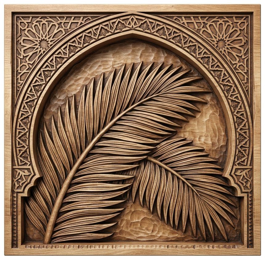 Tropical Palm Leaf Archway CNC Relief STL bas-relief STL — view 9