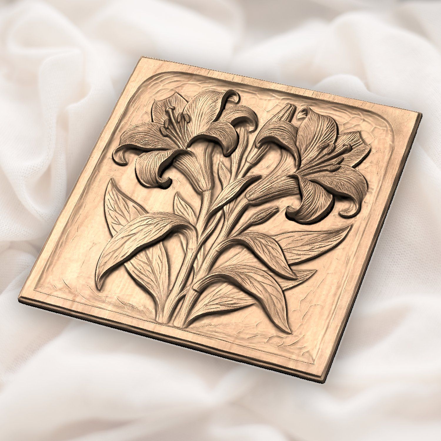 Trumpet Lilies Floral Bouquet CNC Relief STL bas-relief STL — view 4