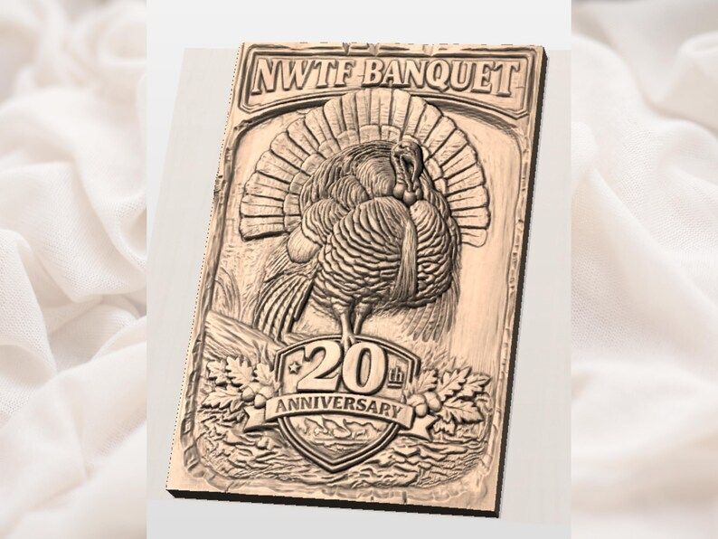 Wild Turkey Banquet Plaque 20th Anniversary Bas-Relief STL bas-relief STL — view 2