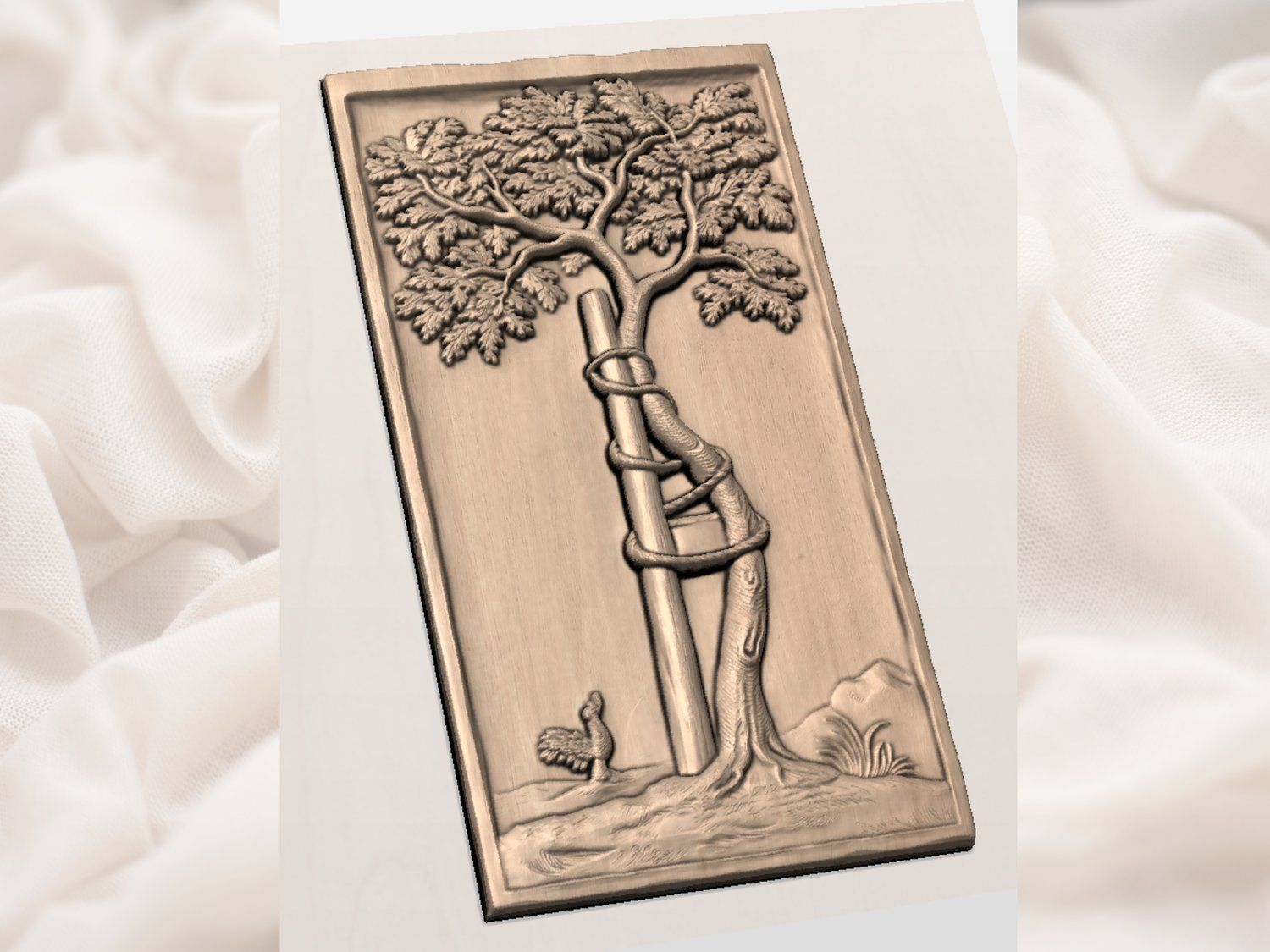 Twisted Oak Tree and Support Post CNC Relief STL bas-relief STL — view 4