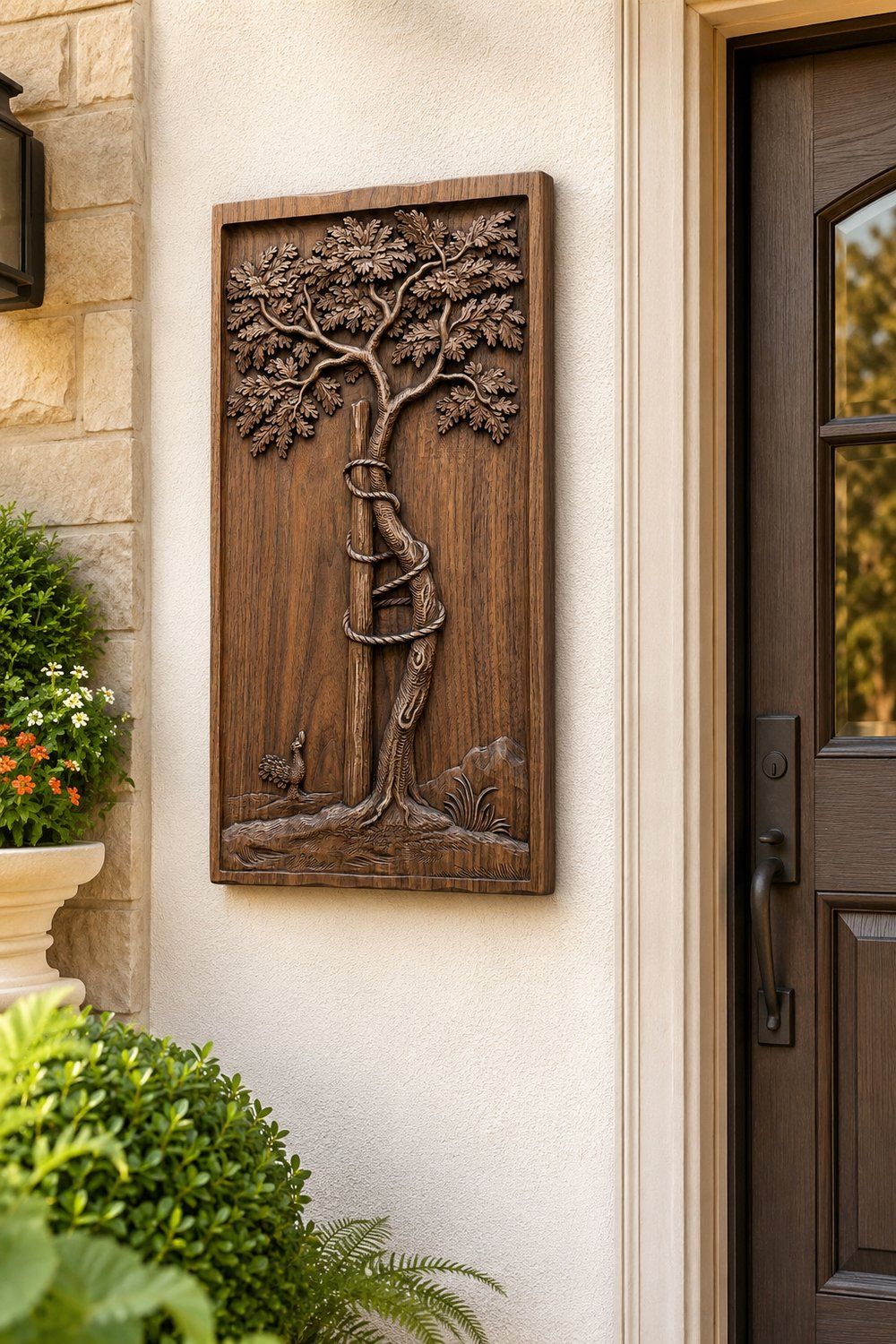 Twisted Oak Tree and Support Post CNC Relief STL bas-relief STL — view 7
