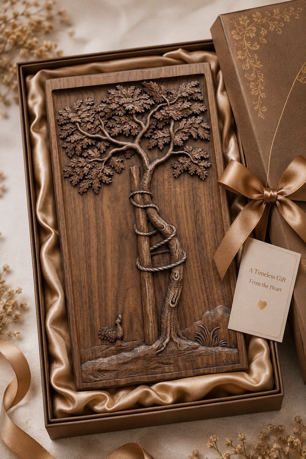 Twisted Oak Tree and Support Post CNC Relief STL bas-relief STL — view 8