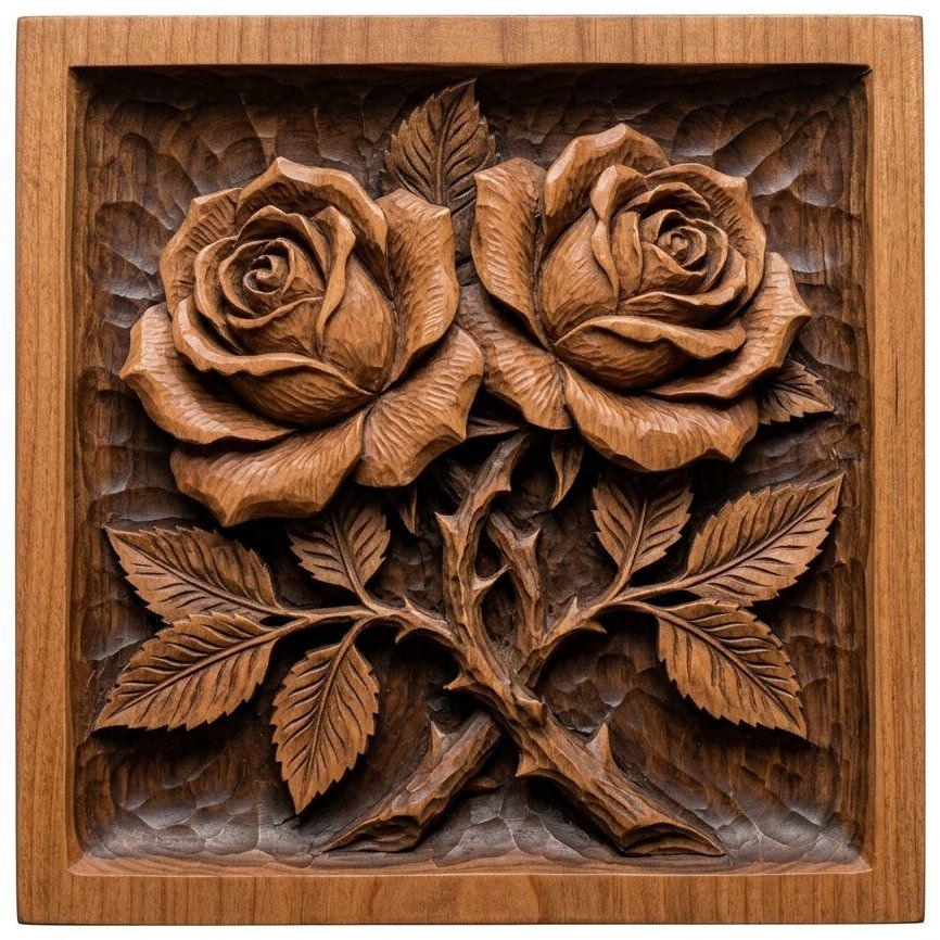 Two Roses Intertwined CNC Relief STL bas-relief STL — view 12