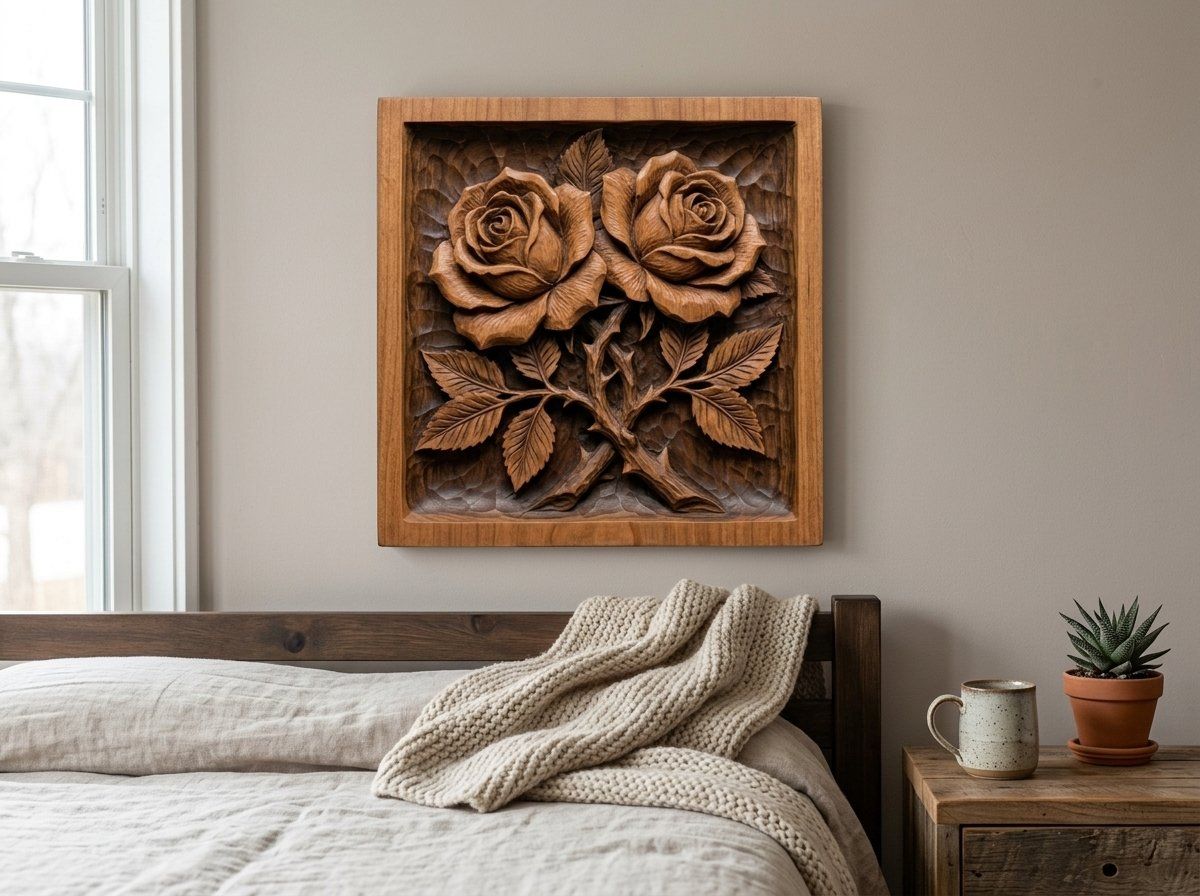 Two Roses Intertwined CNC Relief STL bas-relief STL — view 14