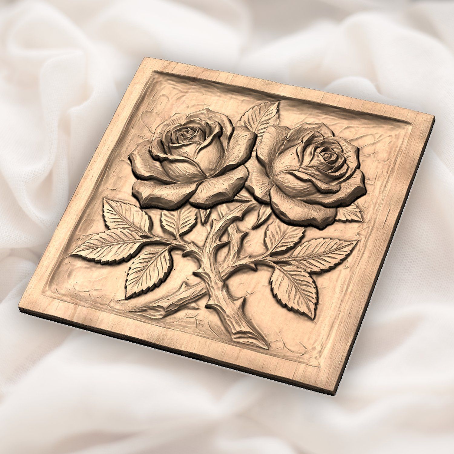 Two Roses Intertwined CNC Relief STL bas-relief STL — view 5