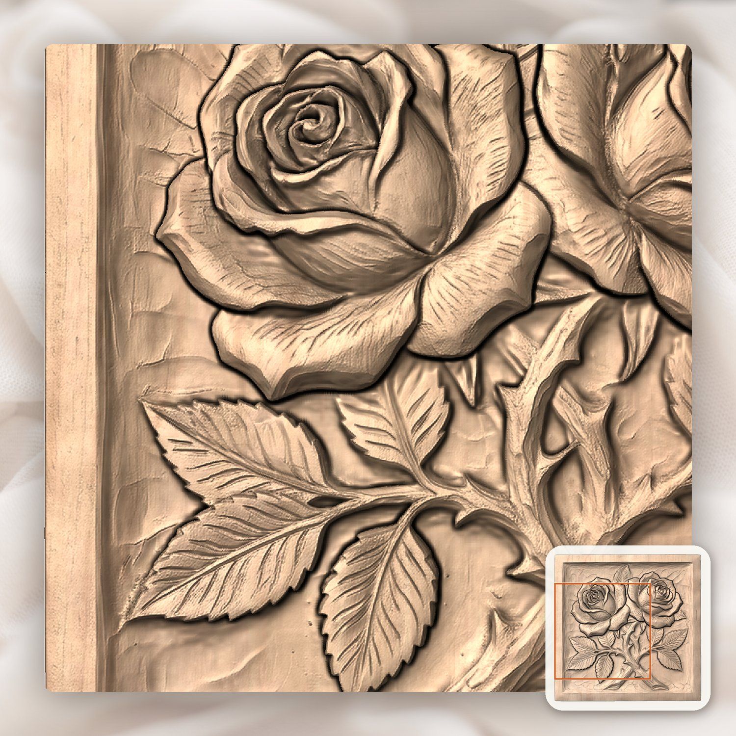 Two Roses Intertwined CNC Relief STL bas-relief STL — view 7