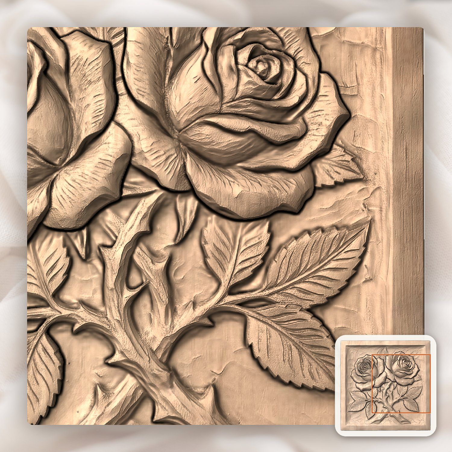 Two Roses Intertwined CNC Relief STL bas-relief STL — view 9