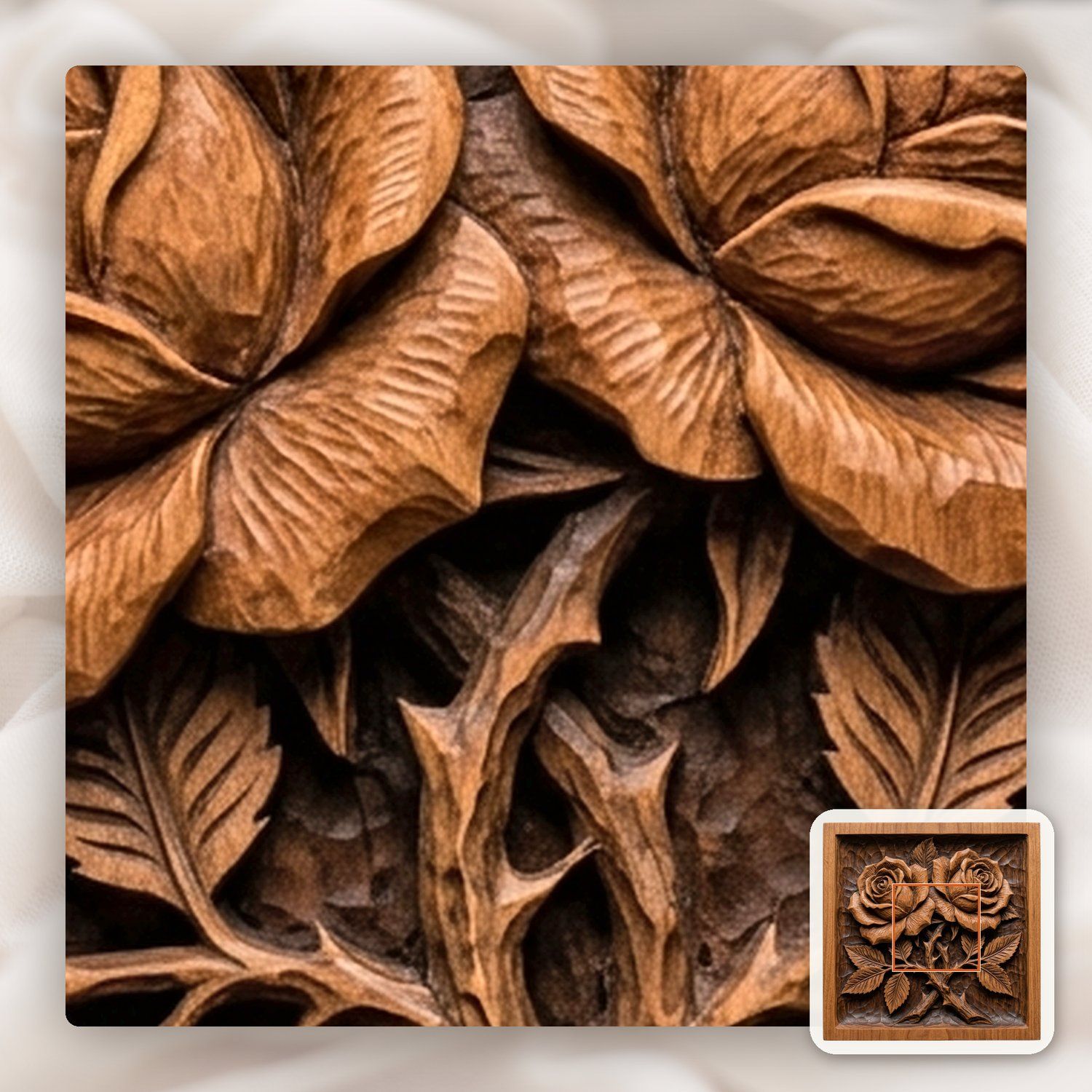 Two Roses Intertwined CNC Relief STL bas-relief STL — view 10