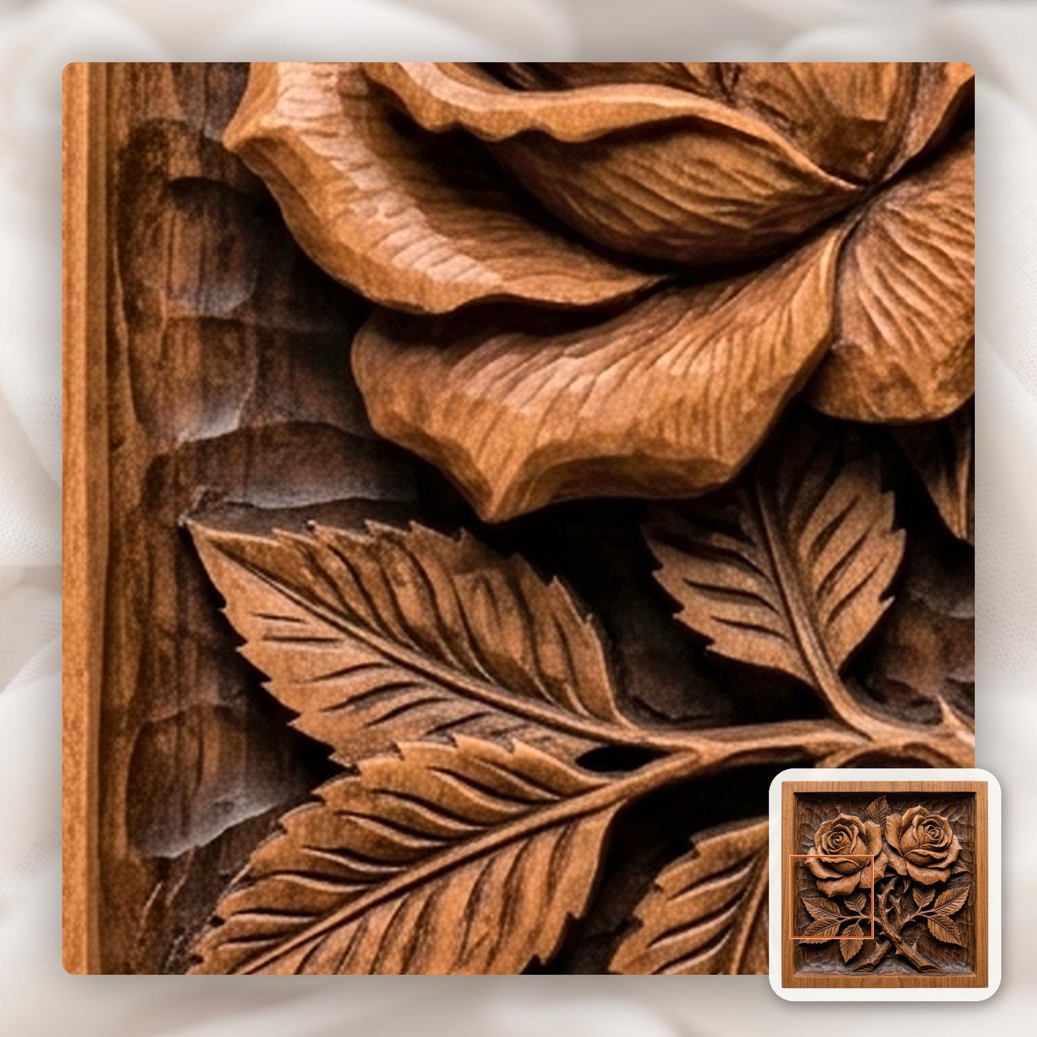 Two Roses Intertwined CNC Relief STL bas-relief STL — view 11