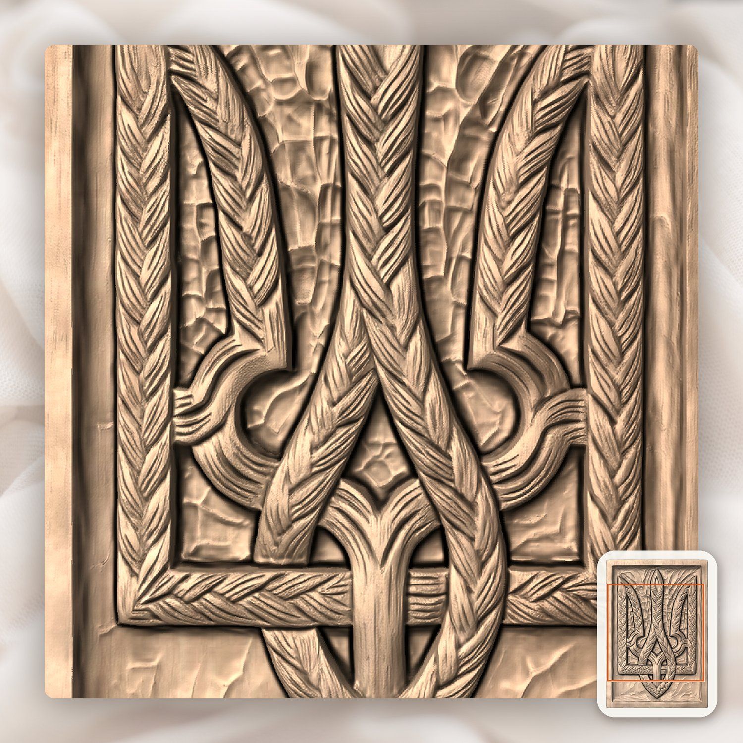 Ukrainian Braided Tryzub Trident CNC Relief STL bas-relief STL — view 5
