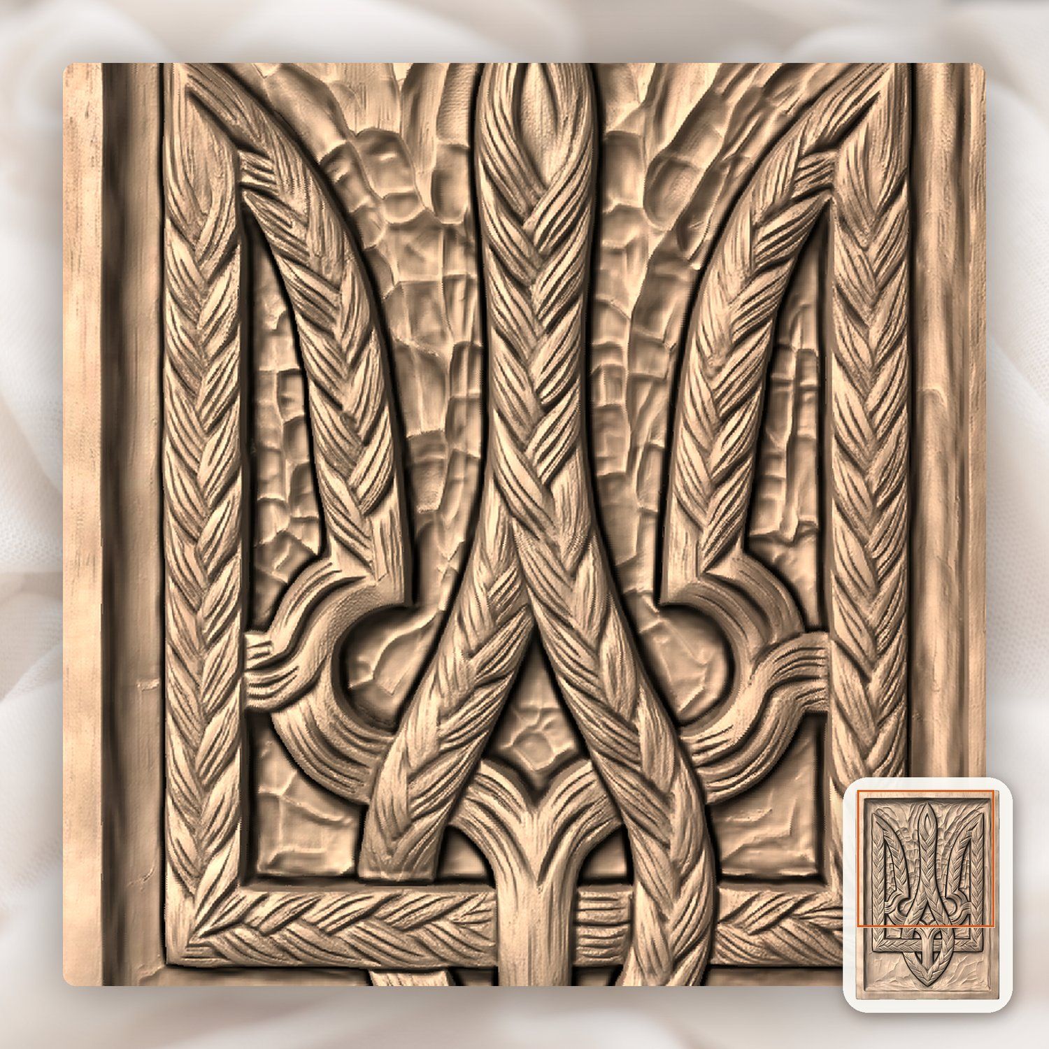 Ukrainian Braided Tryzub Trident CNC Relief STL bas-relief STL — view 6