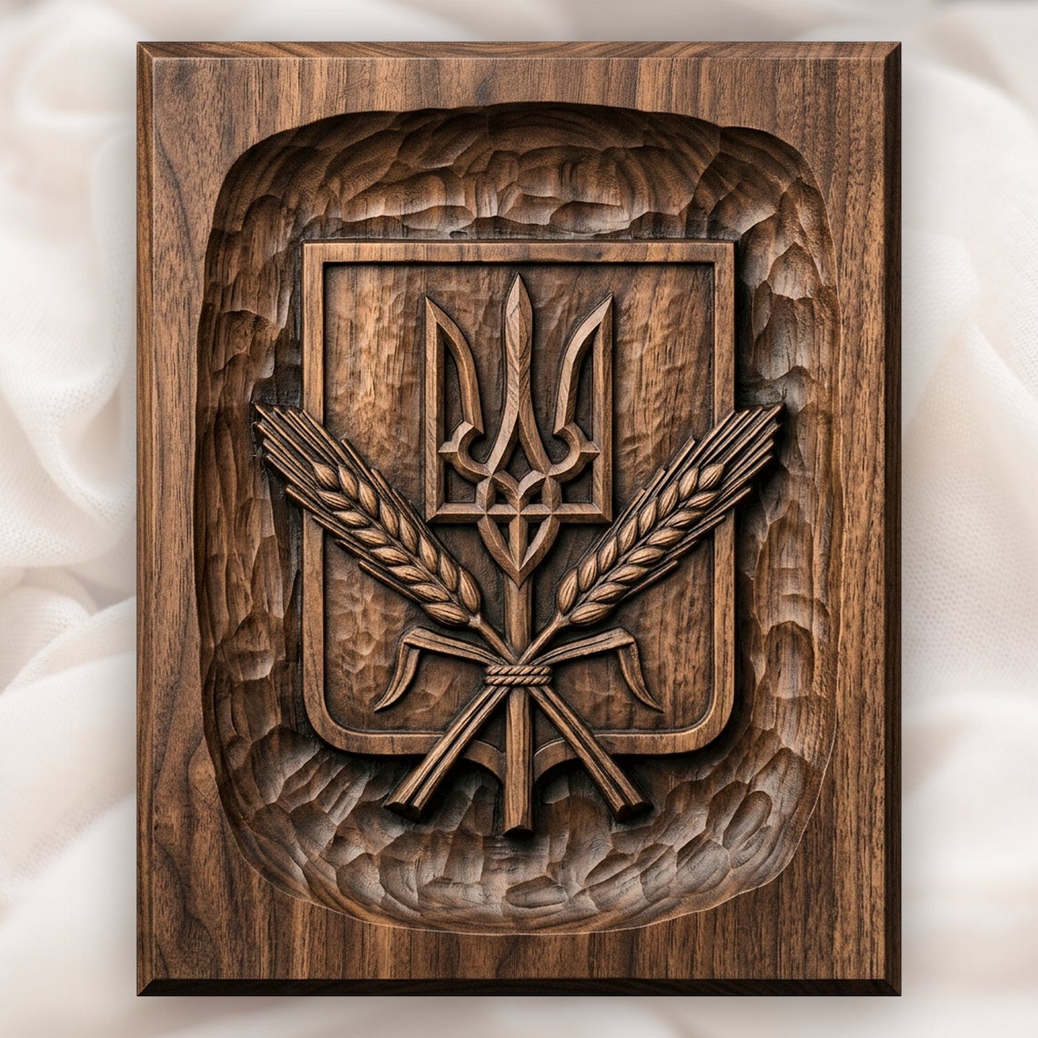 Ukrainian Trident Shield Wheat CNC Relief STL bas-relief STL design