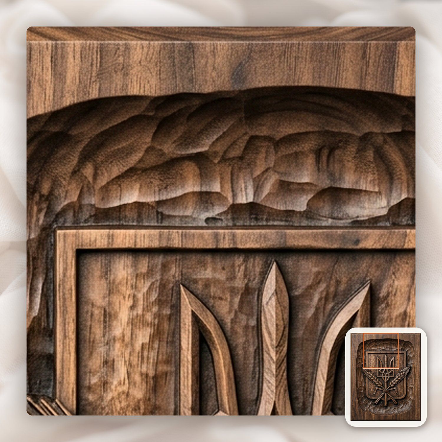 Ukrainian Trident Shield Wheat CNC Relief STL bas-relief STL — view 12
