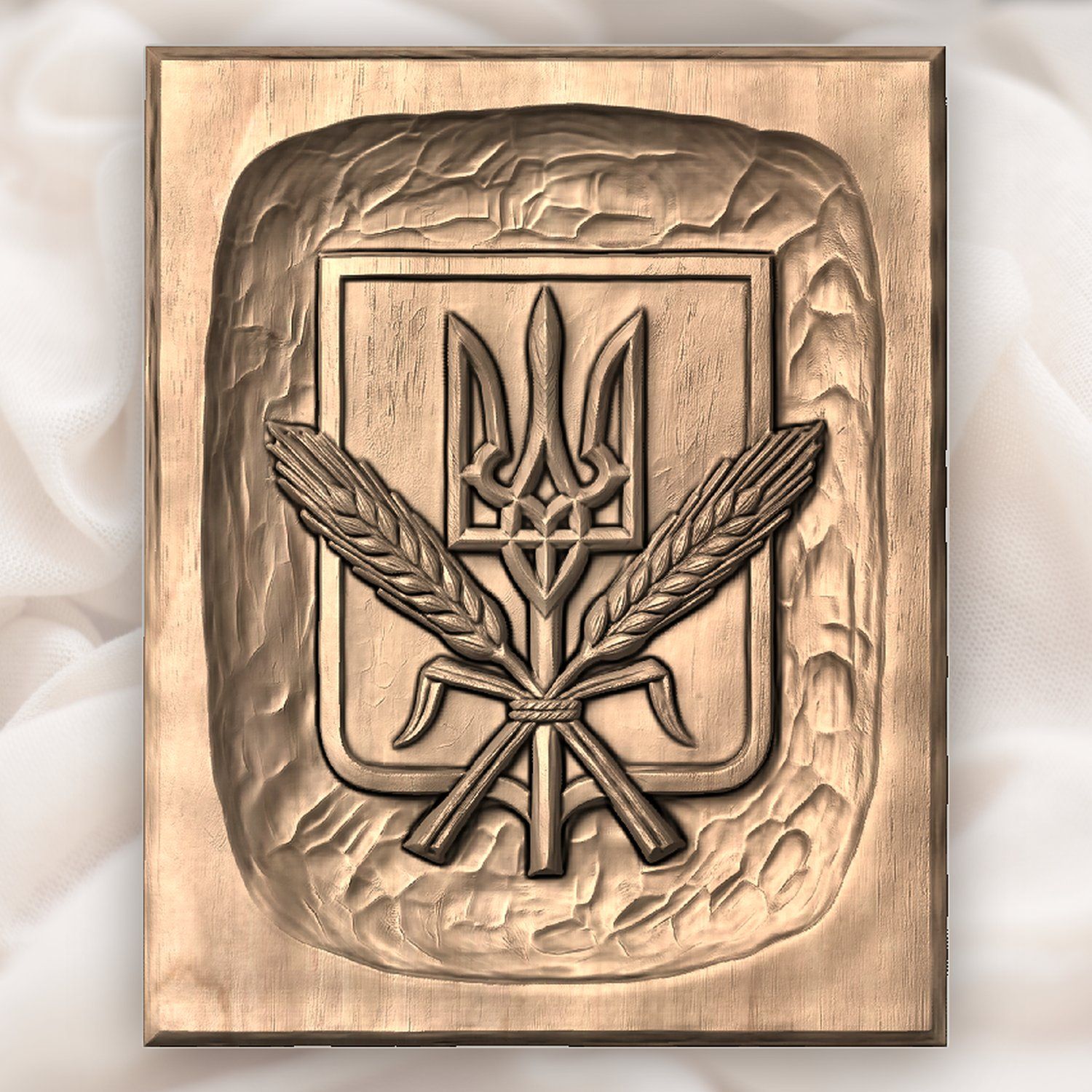 Ukrainian Trident Shield Wheat CNC Relief STL bas-relief STL — view 5