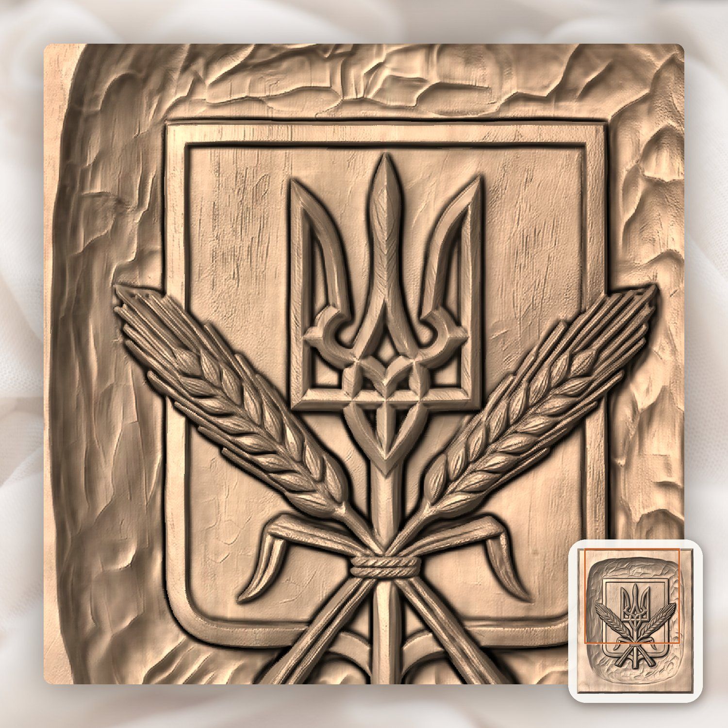 Ukrainian Trident Shield Wheat CNC Relief STL bas-relief STL — view 8