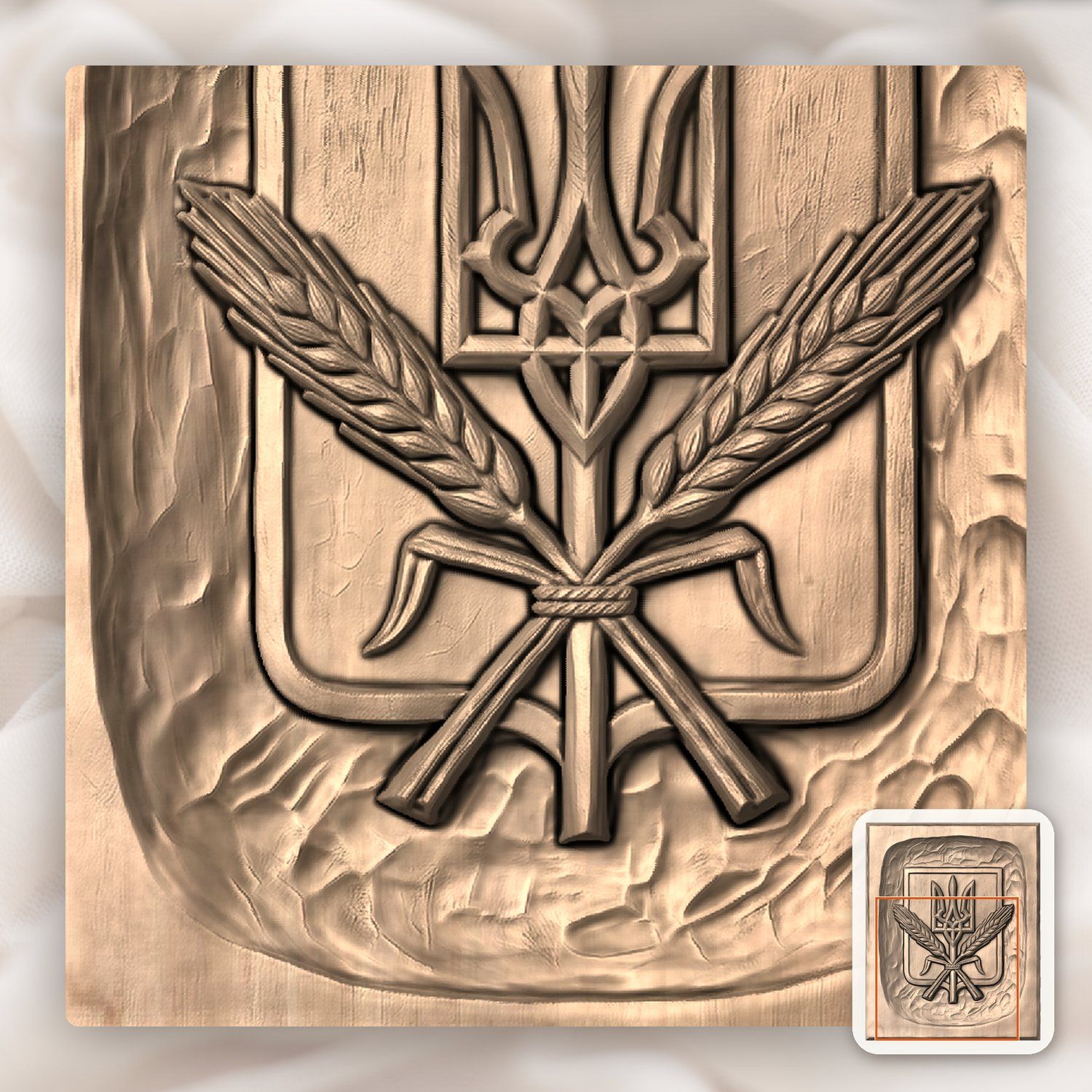 Ukrainian Trident Shield Wheat CNC Relief STL bas-relief STL — view 9